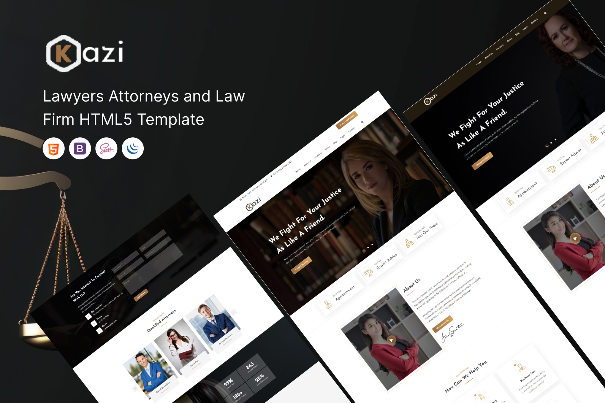 Imagen de portada de Kazi – Lawyers Attorneys and Law Firm Template (plantilla web)