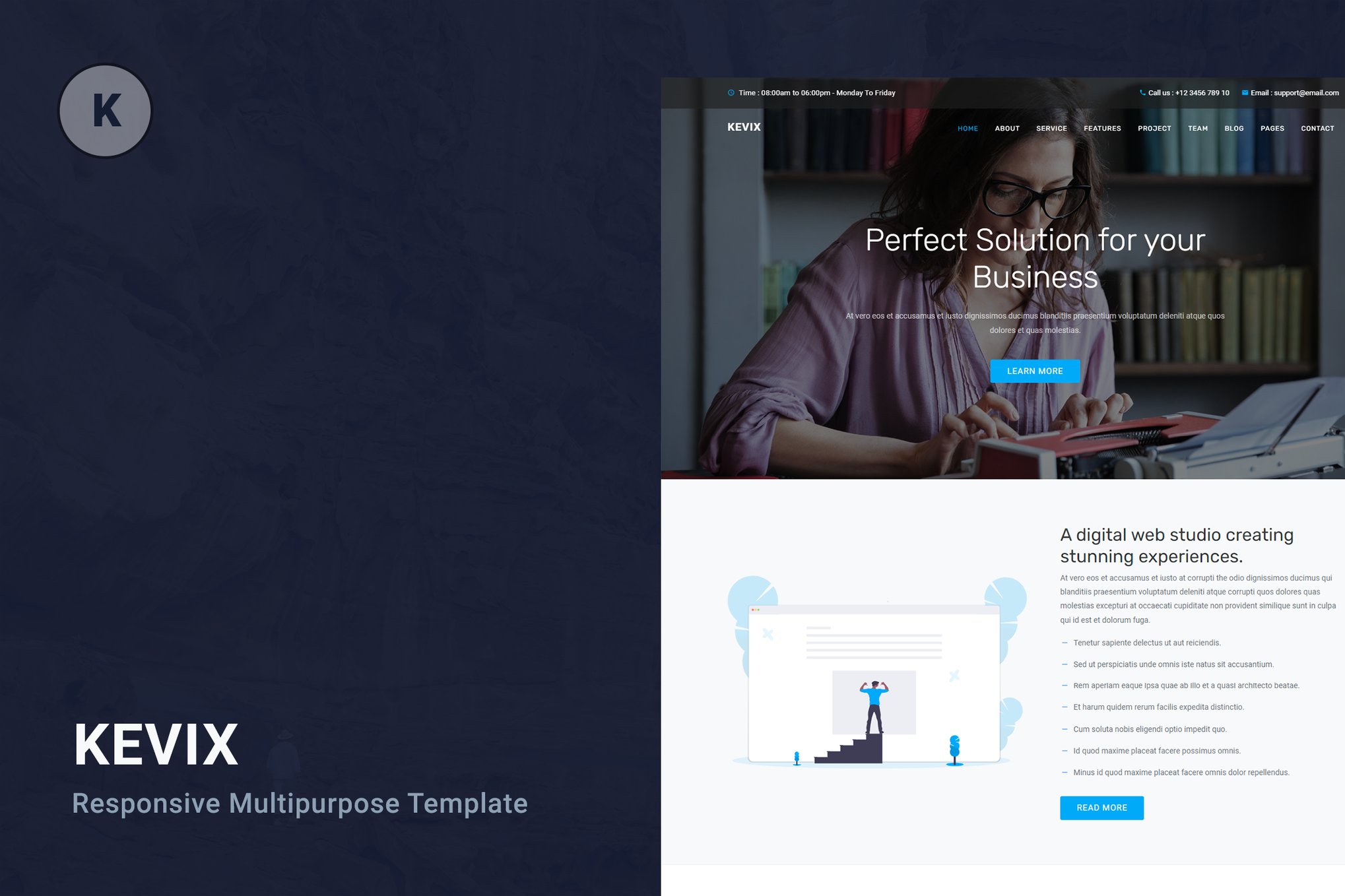 Imagen de portada de Kevix - Responsive Multipurpose Template (plantilla web)
