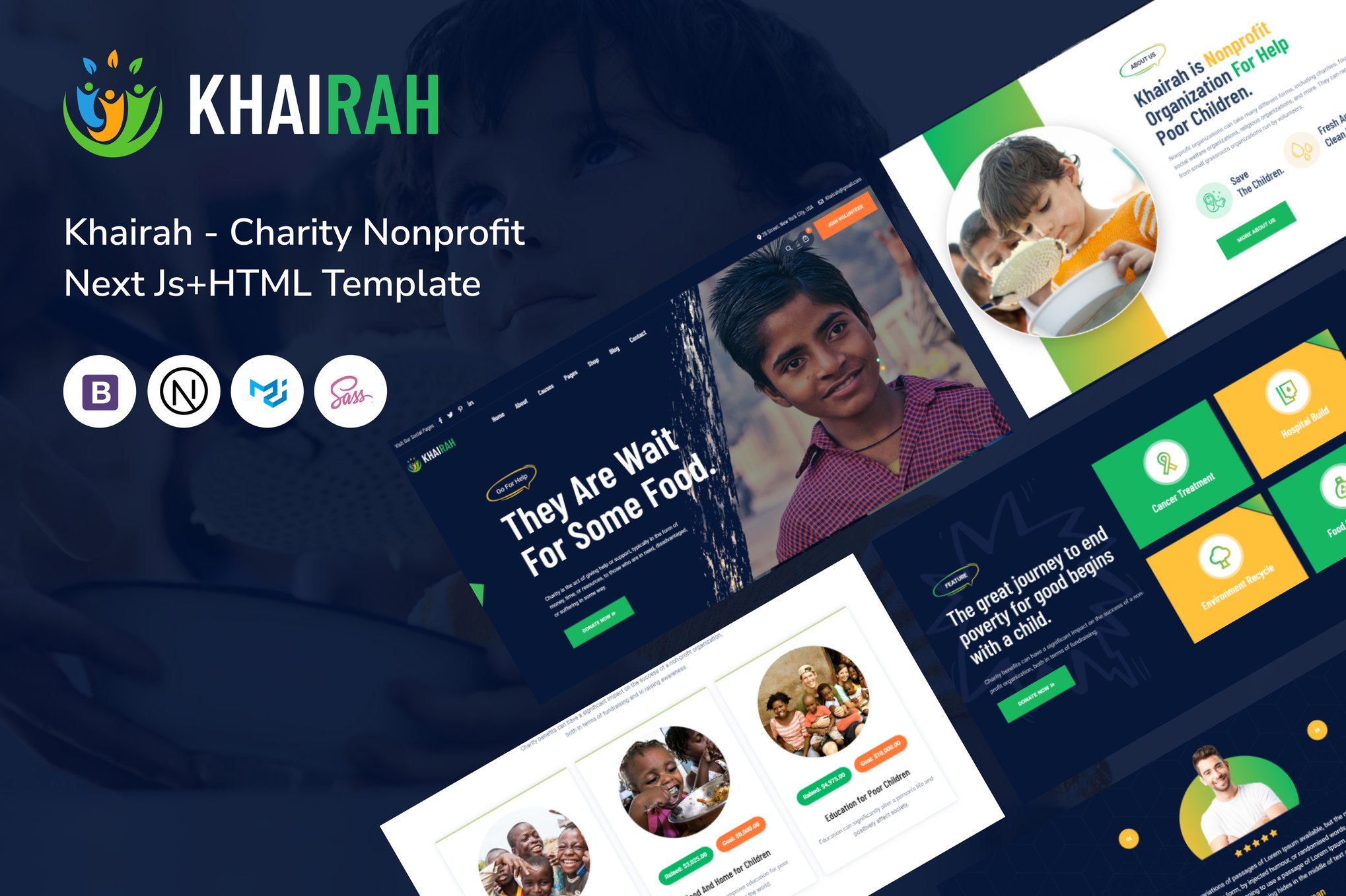 Imagen de portada de Khairah - Charity Nonprofit Next Js+HTML Template (plantilla web)