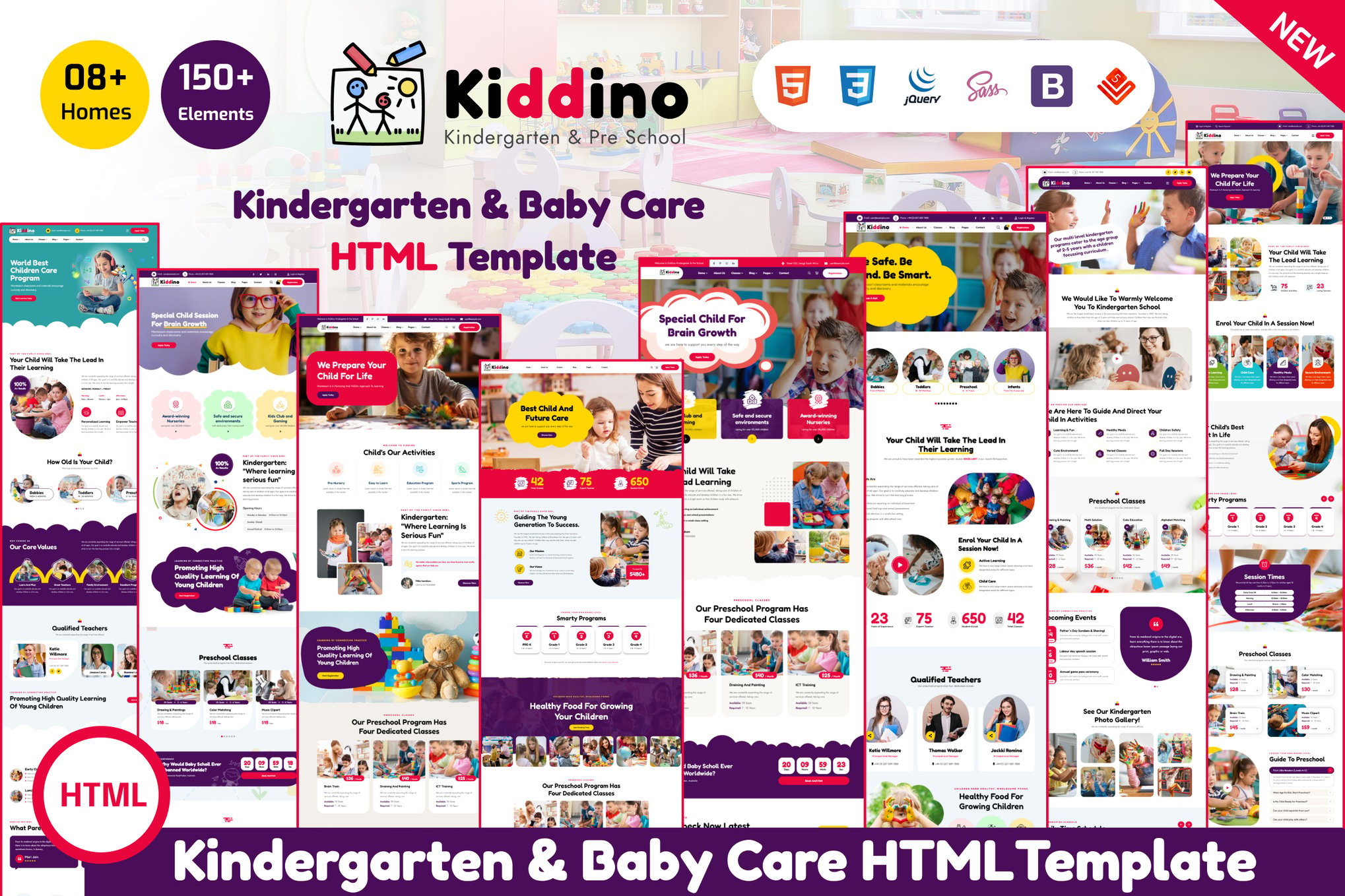 Imagen de portada de Kiddino - Kids, Children & School HTML Template (plantilla web)