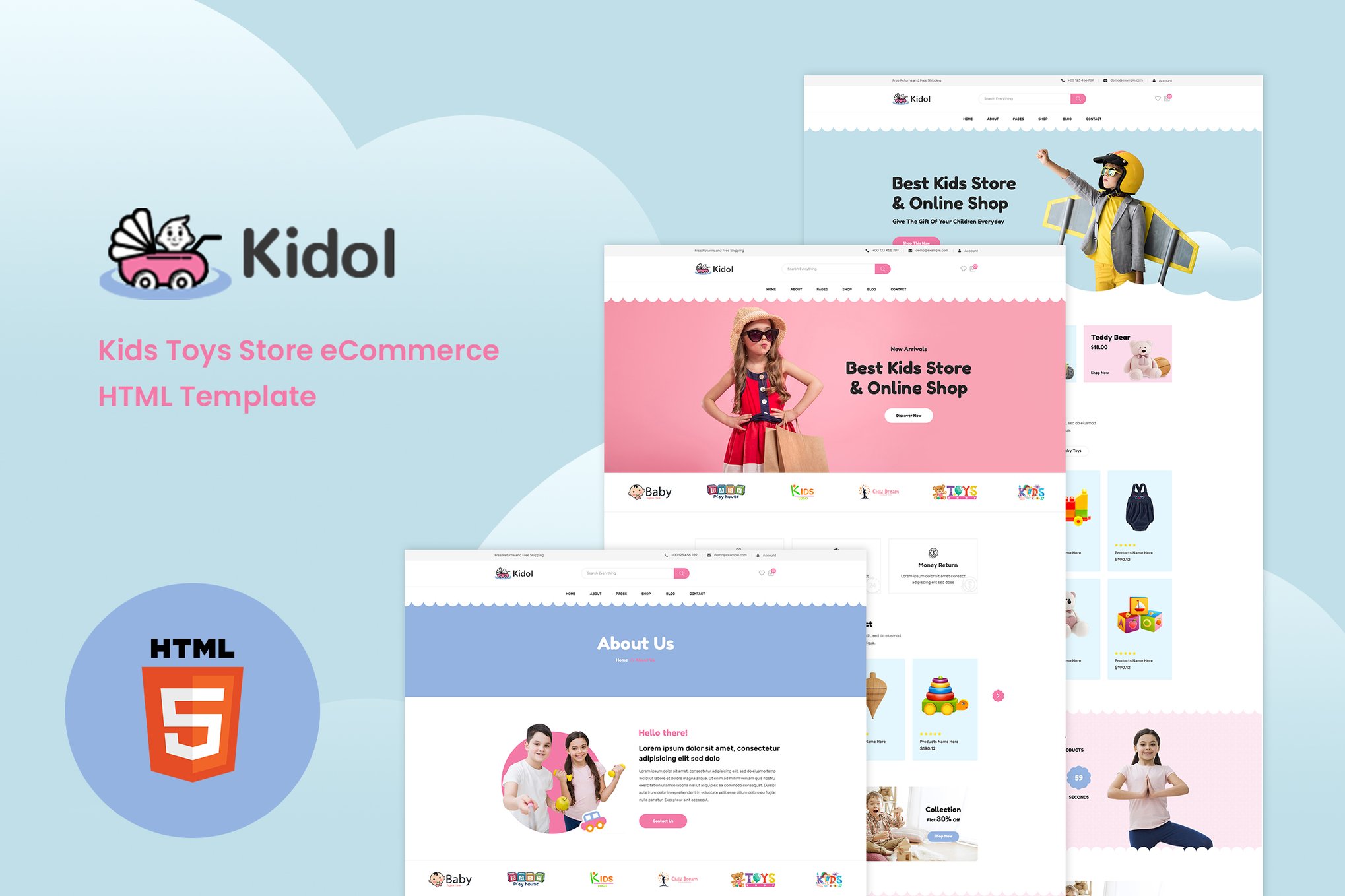 Imagen de portada de Kidol - Kids Toys Store eCommerce HTML Template (plantilla web)