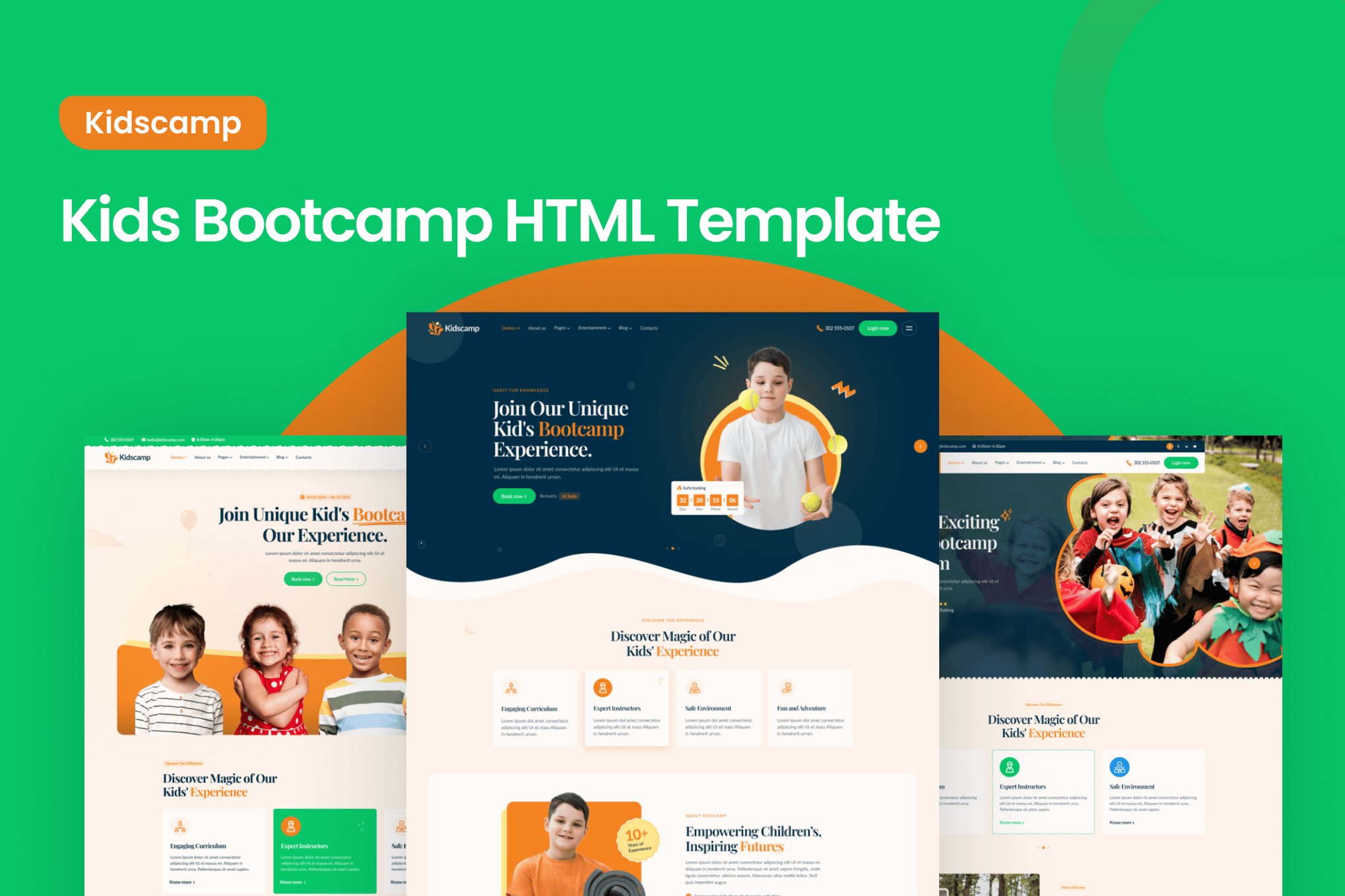Imagen de portada de Kidscamp - Kids Bootcamp Activities HTML Template (plantilla web)