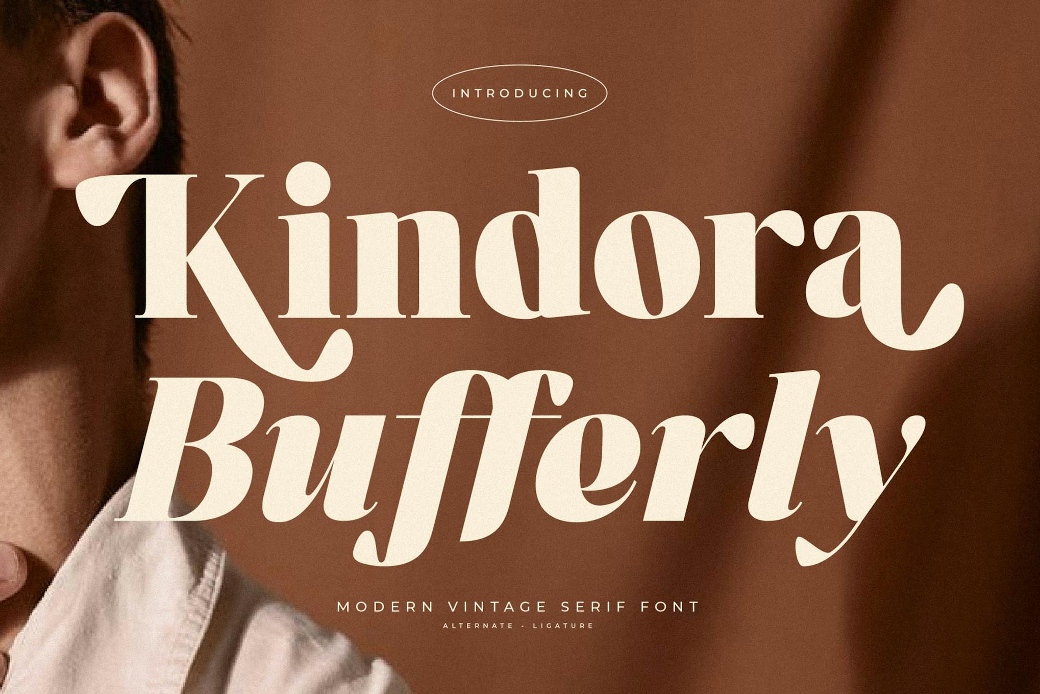 Imagen de portada de Kindora Bufferly Modern Vintage Serif Font (fuente)