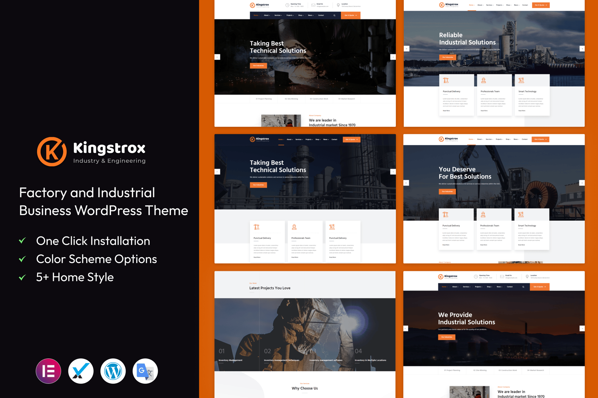 Imagen de portada de Kingstrox - Factory and Industrial WordPress Theme (tema)
