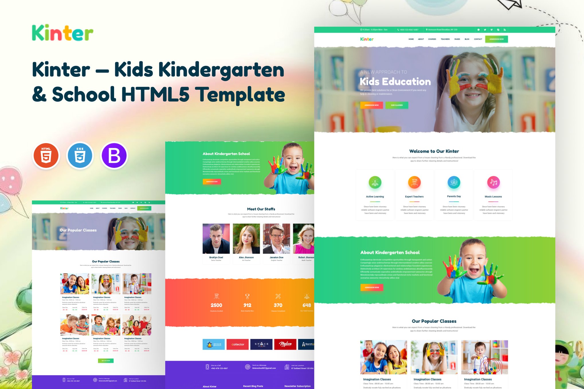 Imagen de portada de Kinter — Kids Kindergarten & School HTML5 Template (plantilla web)