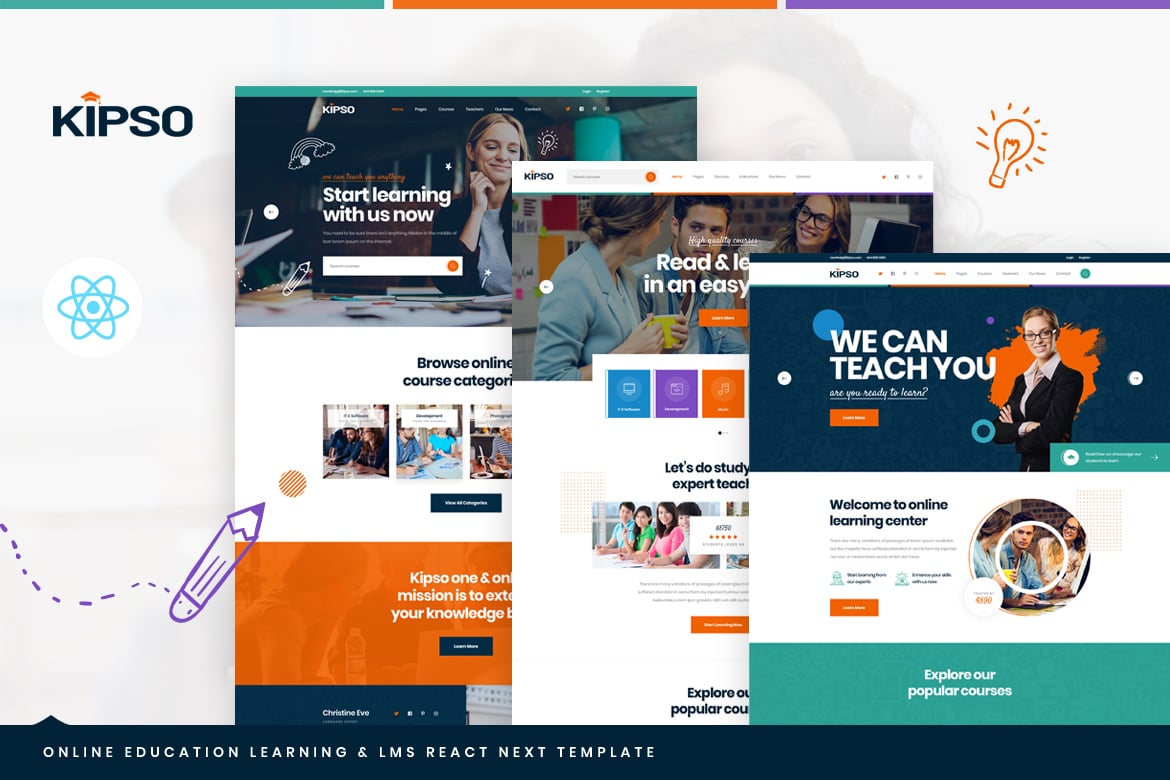 Imagen de portada de Kipso - React Next Online Education Learning & LMS (plantilla web)
