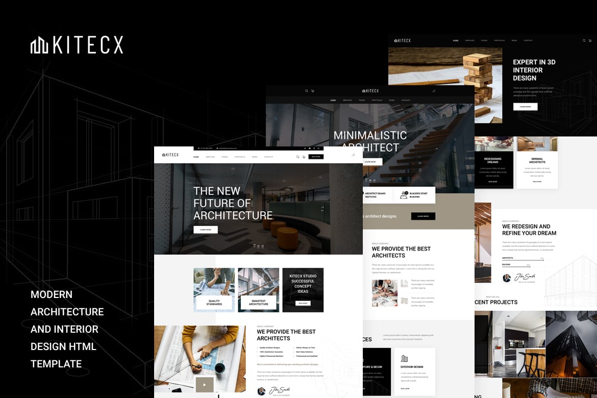 Imagen de portada de Kitecx - Architecture & Interior HTML Template (plantilla web)