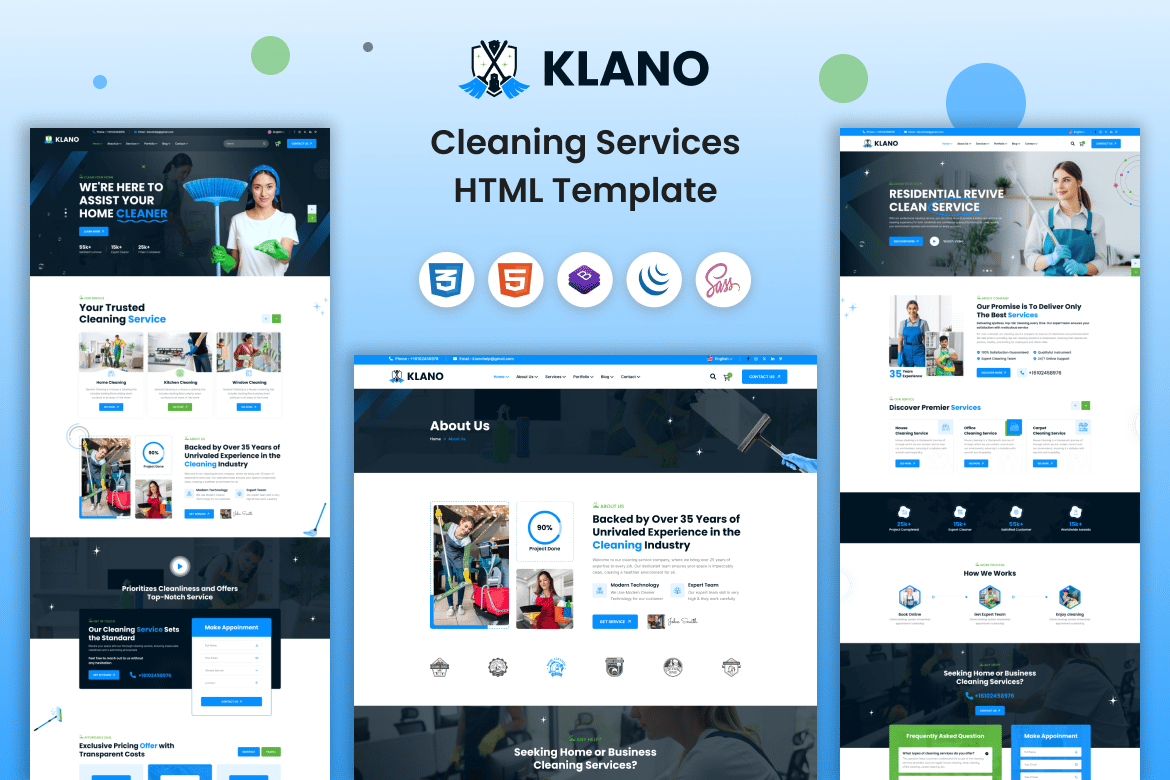 Imagen de portada de Klano - Cleaning Services HTML Template (plantilla web)