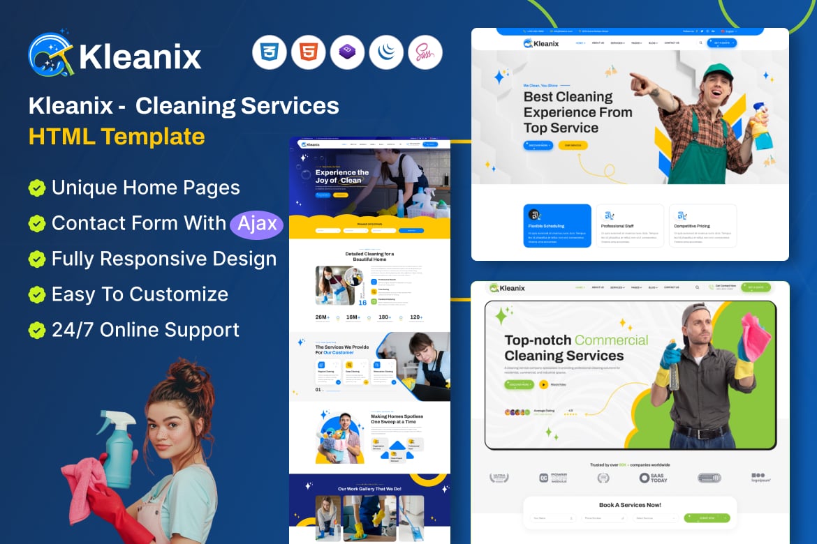 Imagen de portada de Kleanix - Cleaning Service HTML Template (plantilla web)