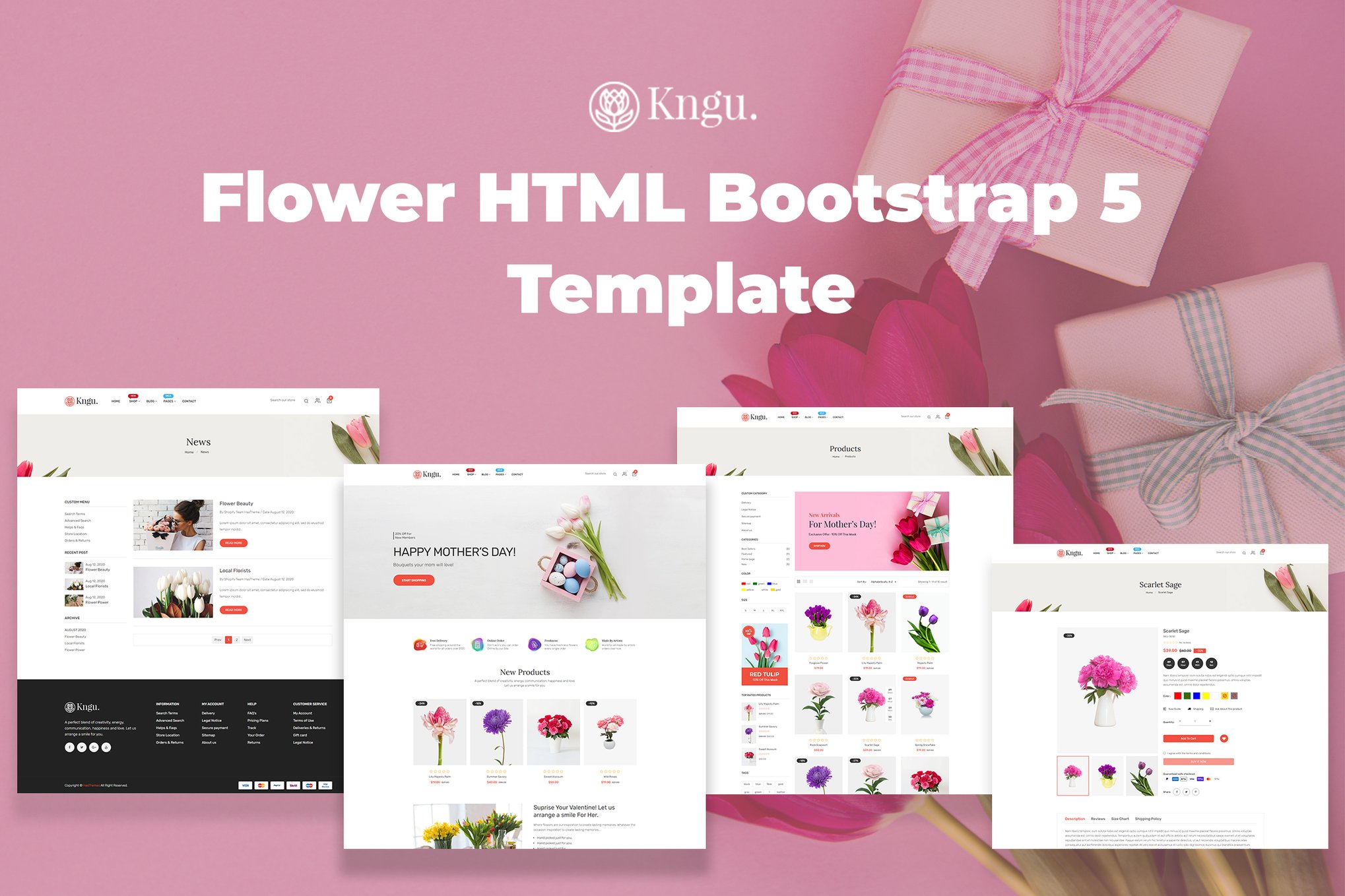 Imagen de portada de Kngu - Flower HTML Bootstrap 5 Template (plantilla web)