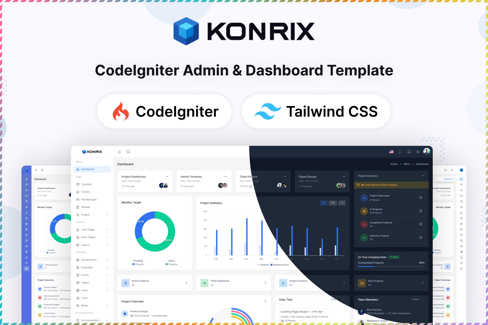 Imagen de portada de Konrix - CodeIgniter Admin Dashboard Template (plantilla web)