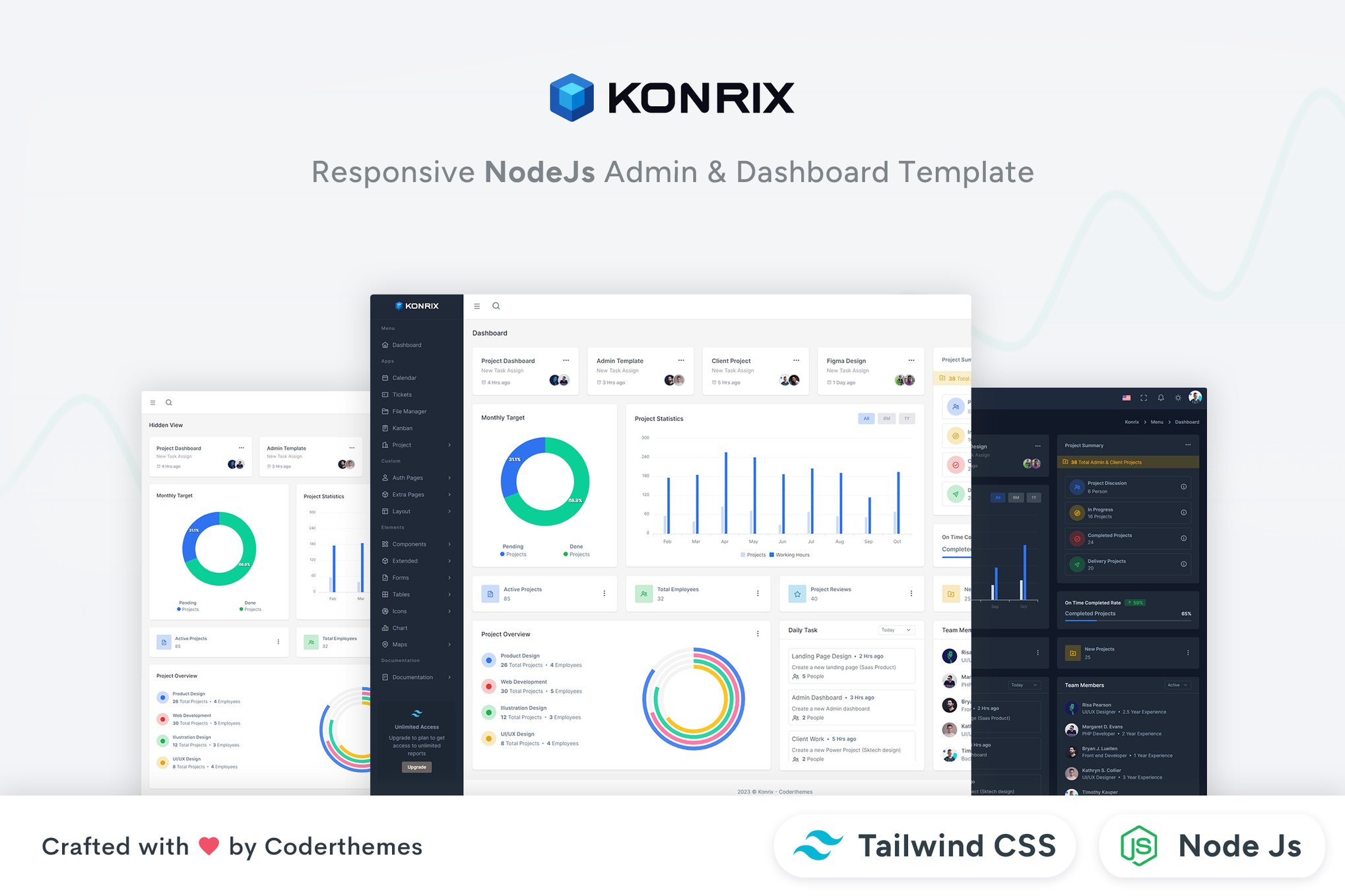Imagen de portada de Konrix - NodeJS Tailwind CSS Admin & Dashboard (plantilla web)