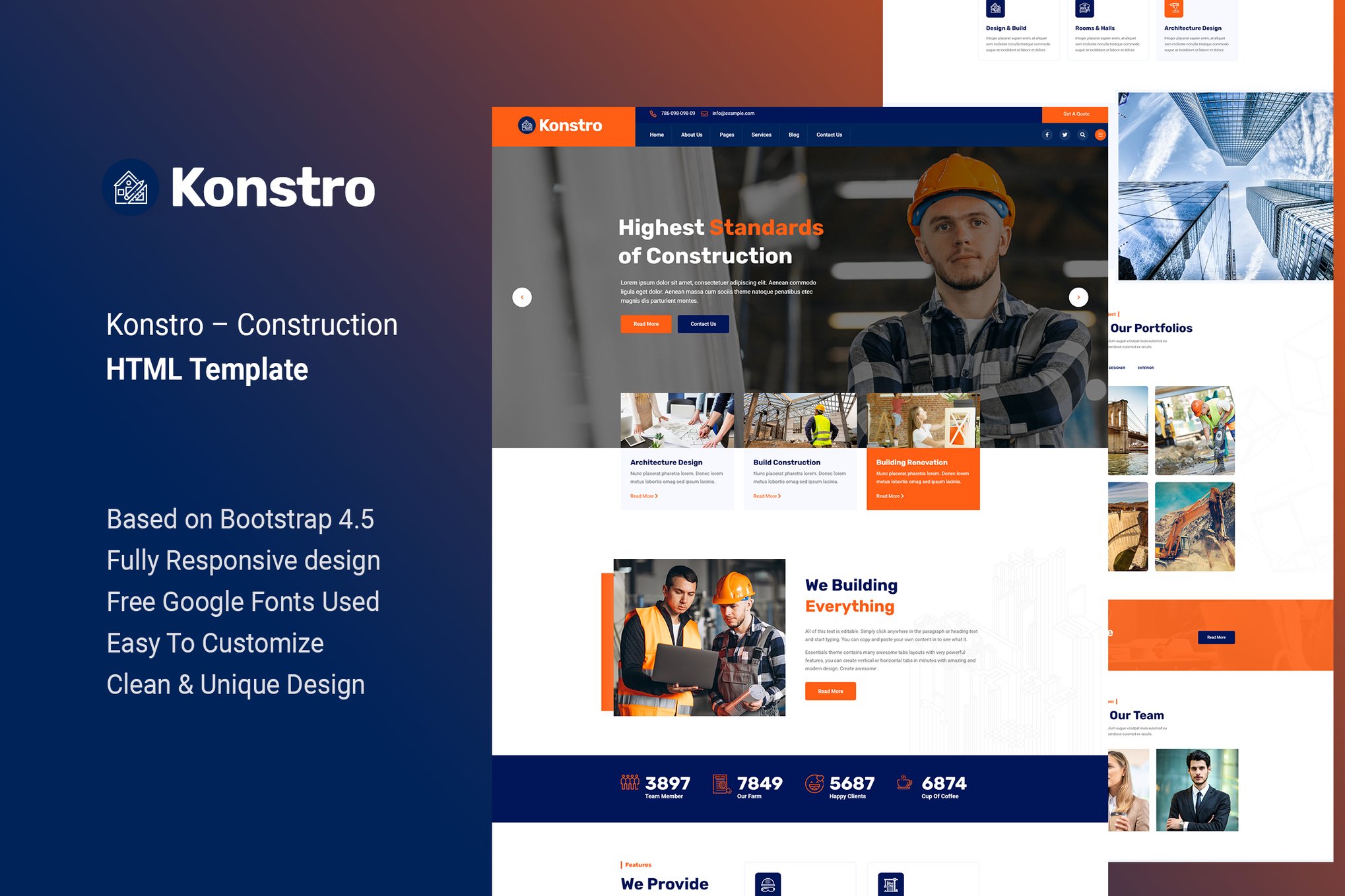 Imagen de portada de Konstro - Construction HTML Template (plantilla web)