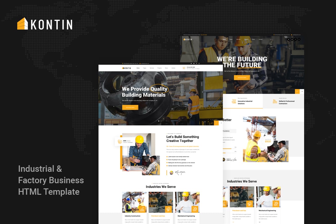Imagen de portada de Kontin - Industrial & Factory Business HTML (plantilla web)