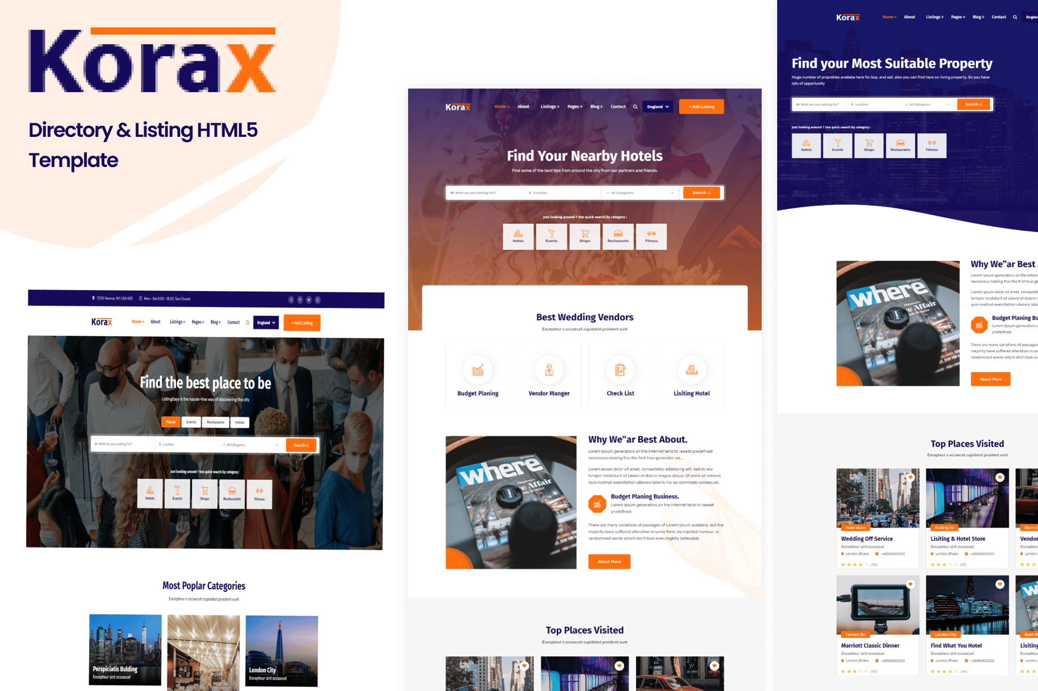 Imagen de portada de Korax- Directory & Listing HTML5 Template (plantilla web)