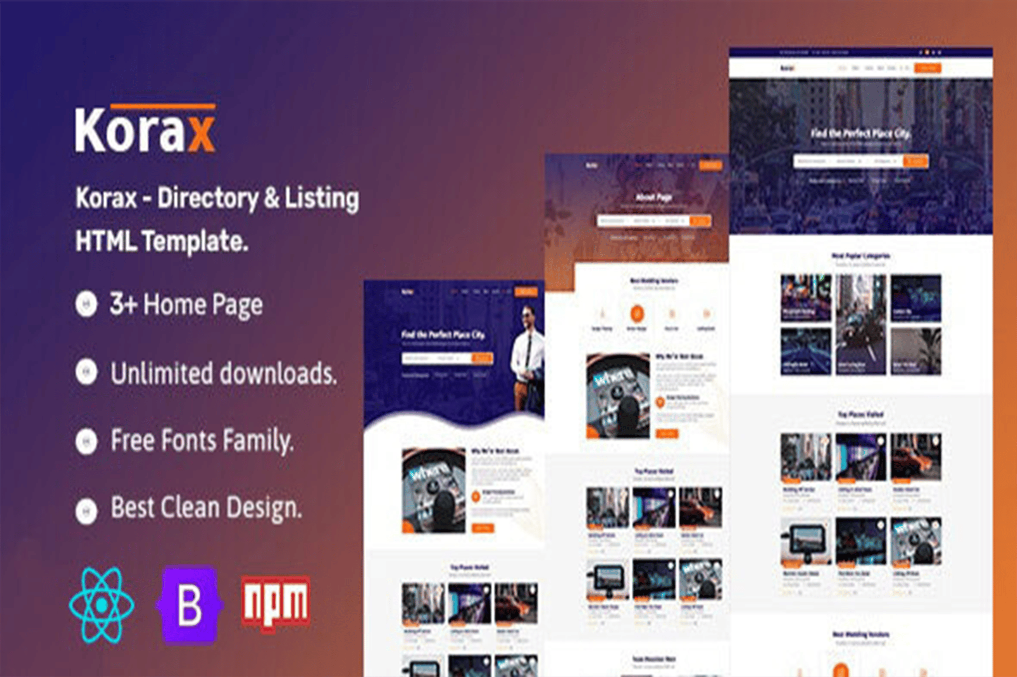 Imagen de portada de Korax- Directory & Listing React Template (plantilla web)
