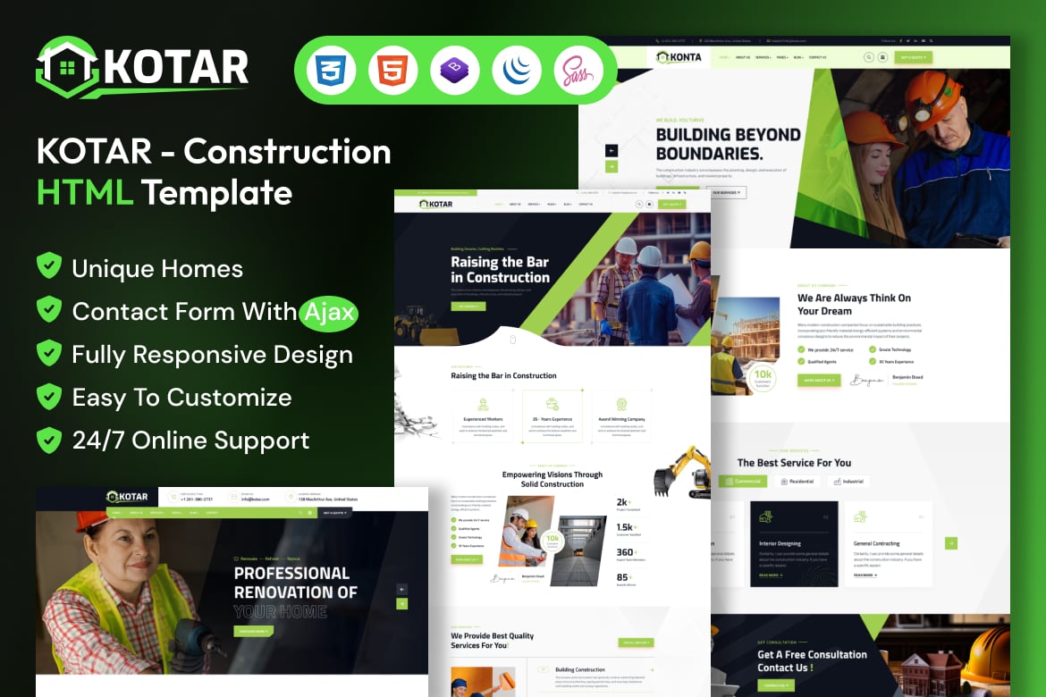 Imagen de portada de Kotar - Construction Company HTML Template (plantilla web)