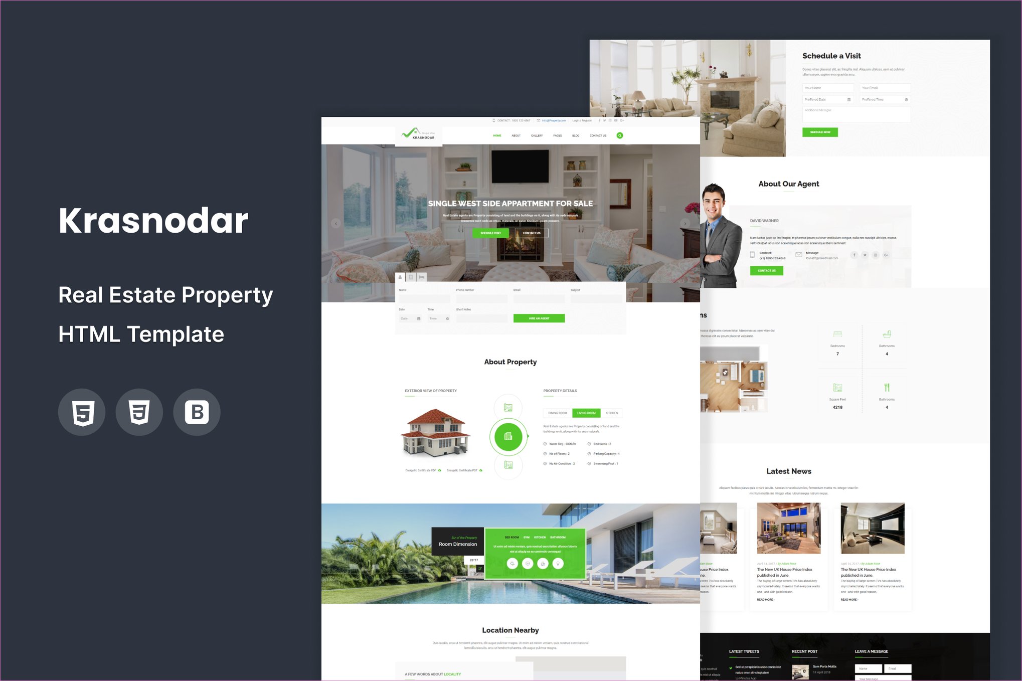 Imagen de portada de Krasnodar | Real Estate Property HTML5 Template (plantilla web)