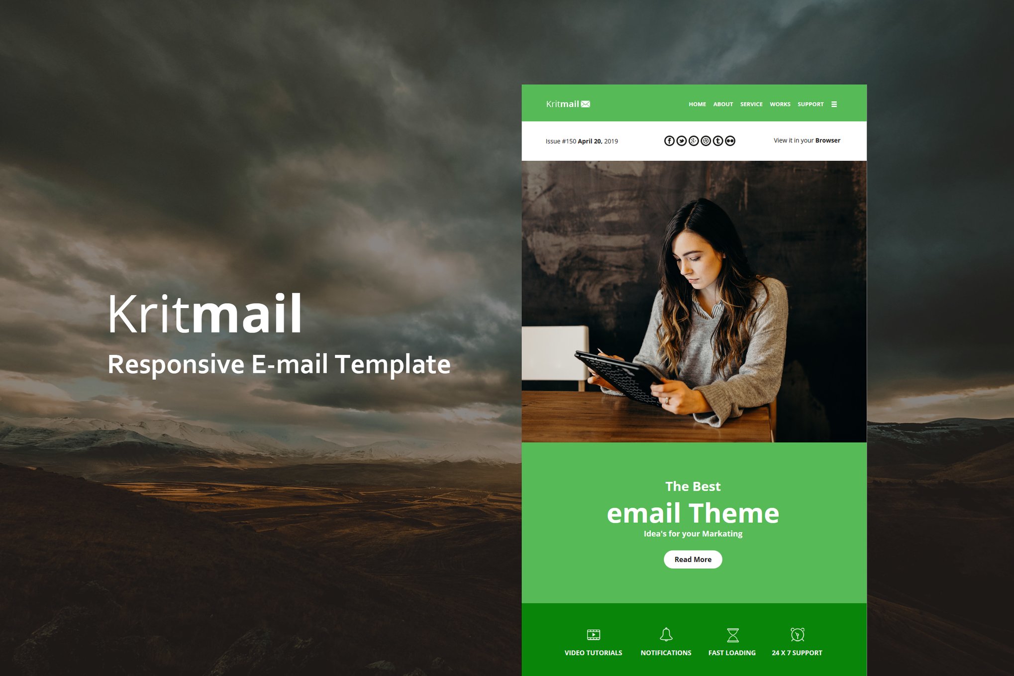 Imagen de portada de Krit Mail - Responsive E-mail Template (plantilla web)