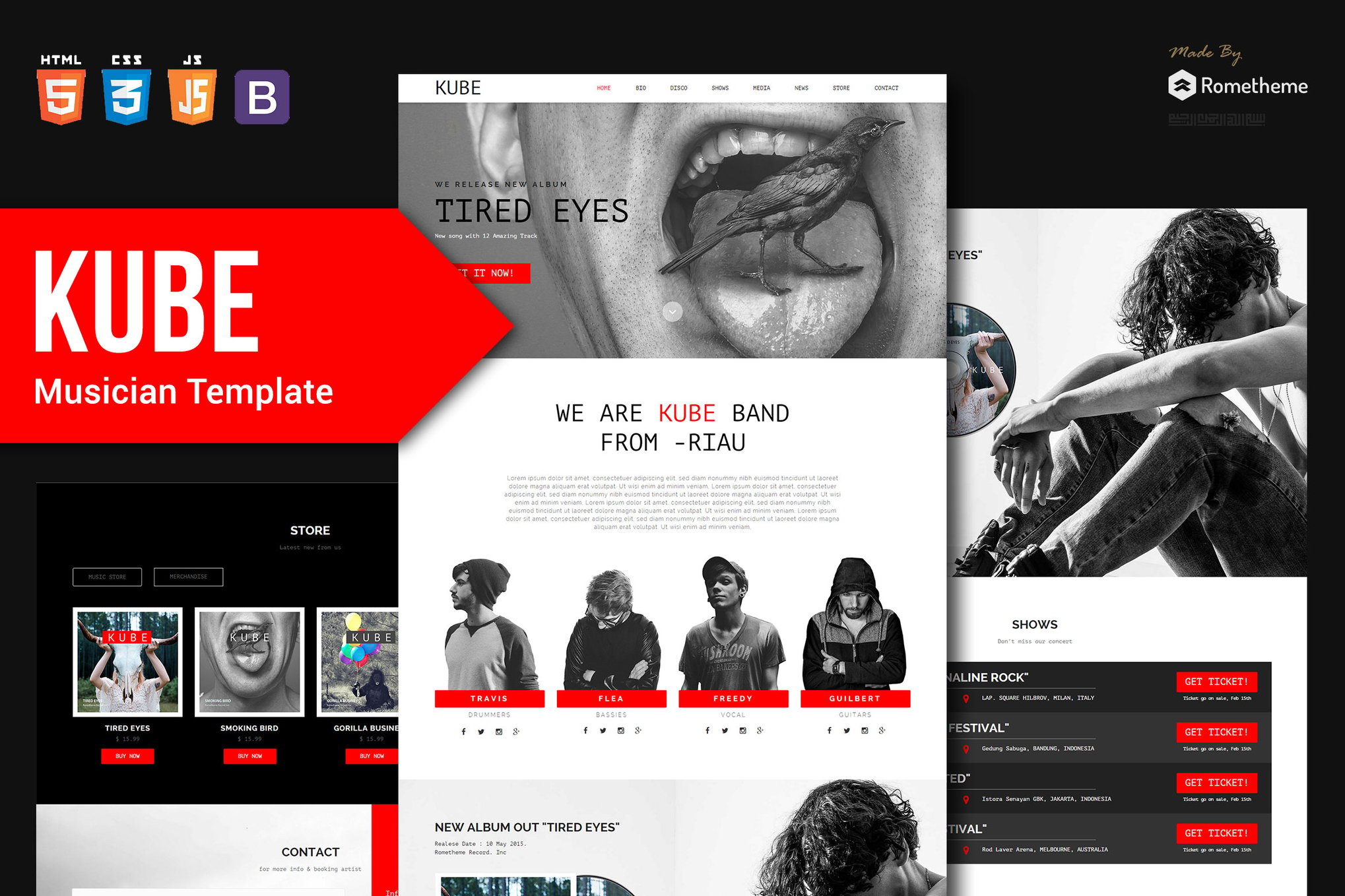 Imagen de portada de KUBE - Musician, DJ, Band, Music HTML Template RS (plantilla web)