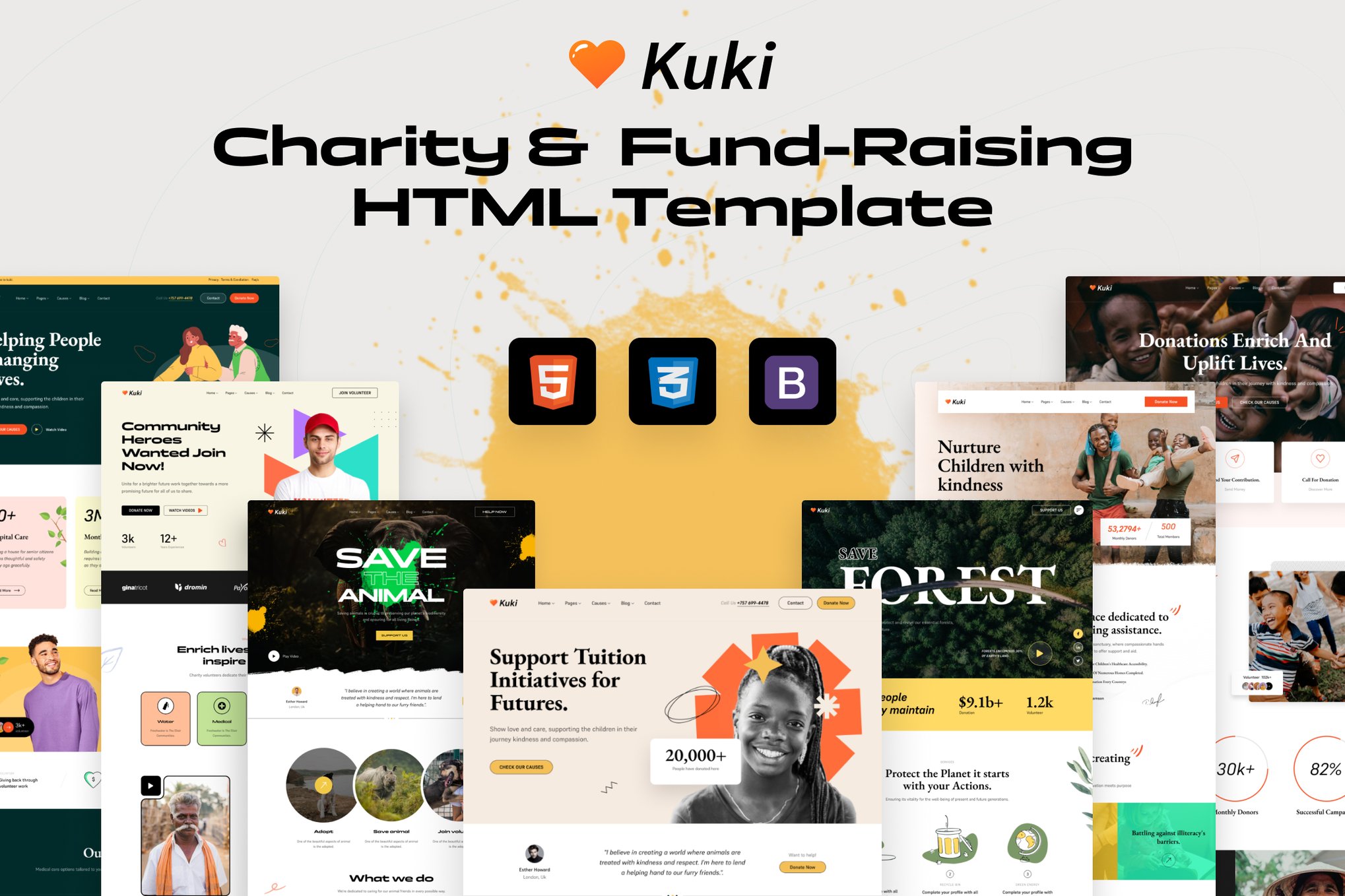 Imagen de portada de kuki - Charity & Nonprofit HTML5 Template (plantilla web)