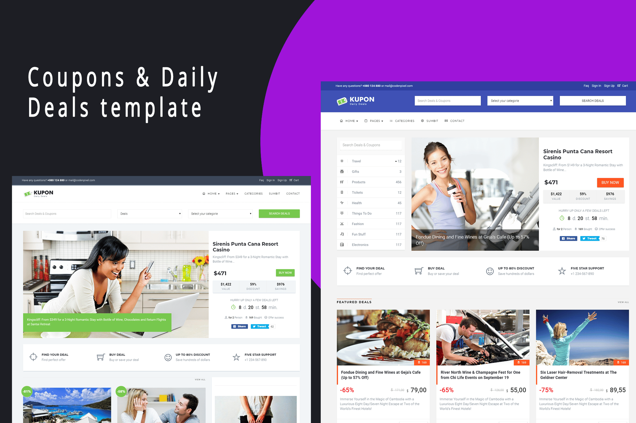 Imagen de portada de KUPON - Deals & Discounts - Material Design (plantilla web)