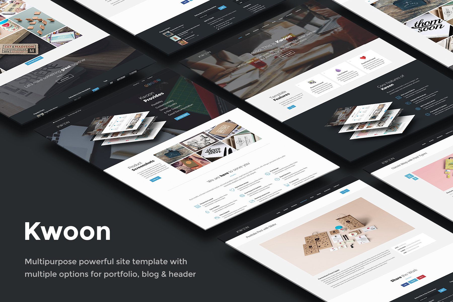 Imagen de portada de Kwoon – Multipurpose Single/Multi-page Template (plantilla web)
