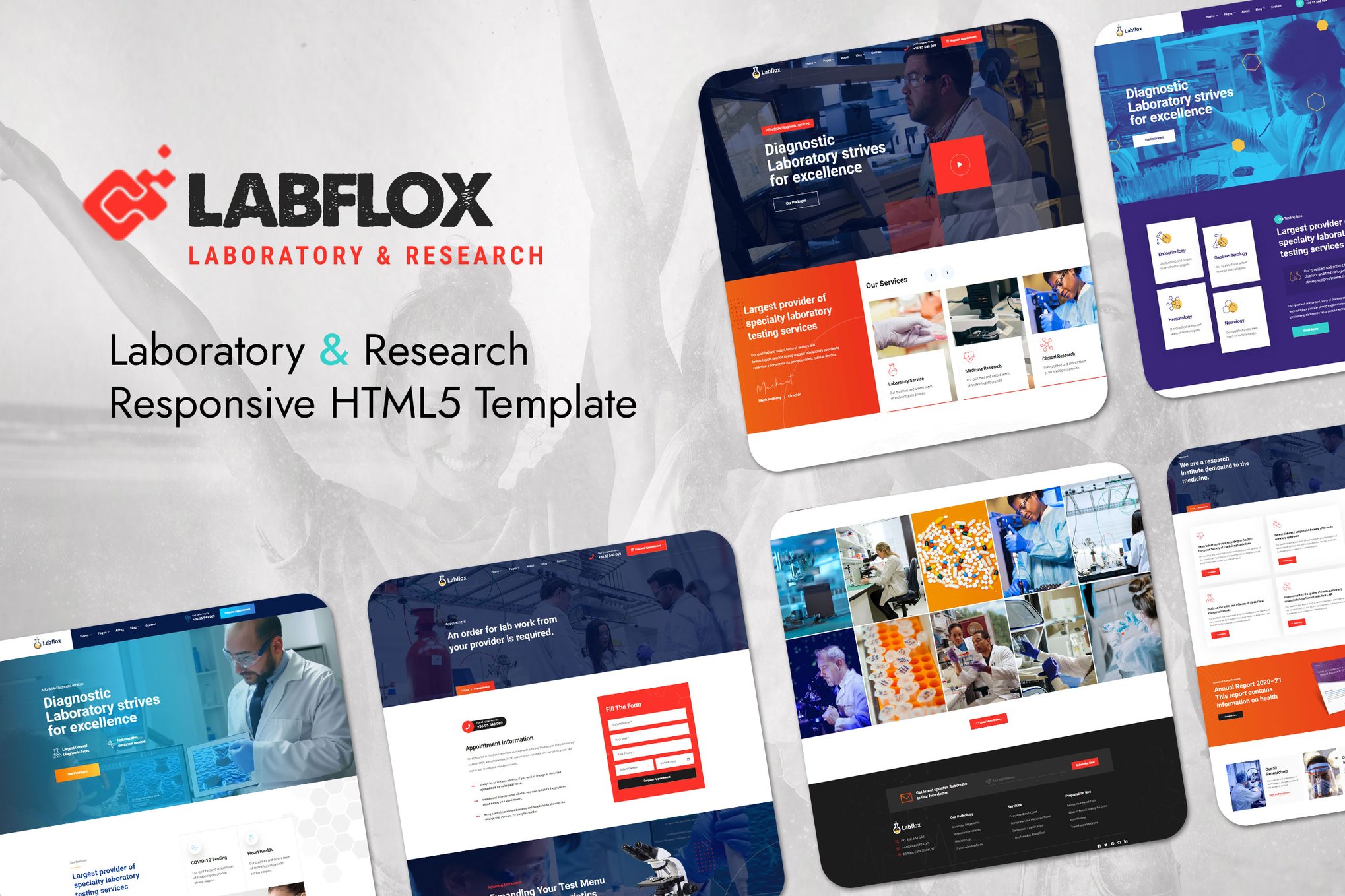 Imagen de portada de Labflox - Laboratory & Research Responsive HTML5 (plantilla web)