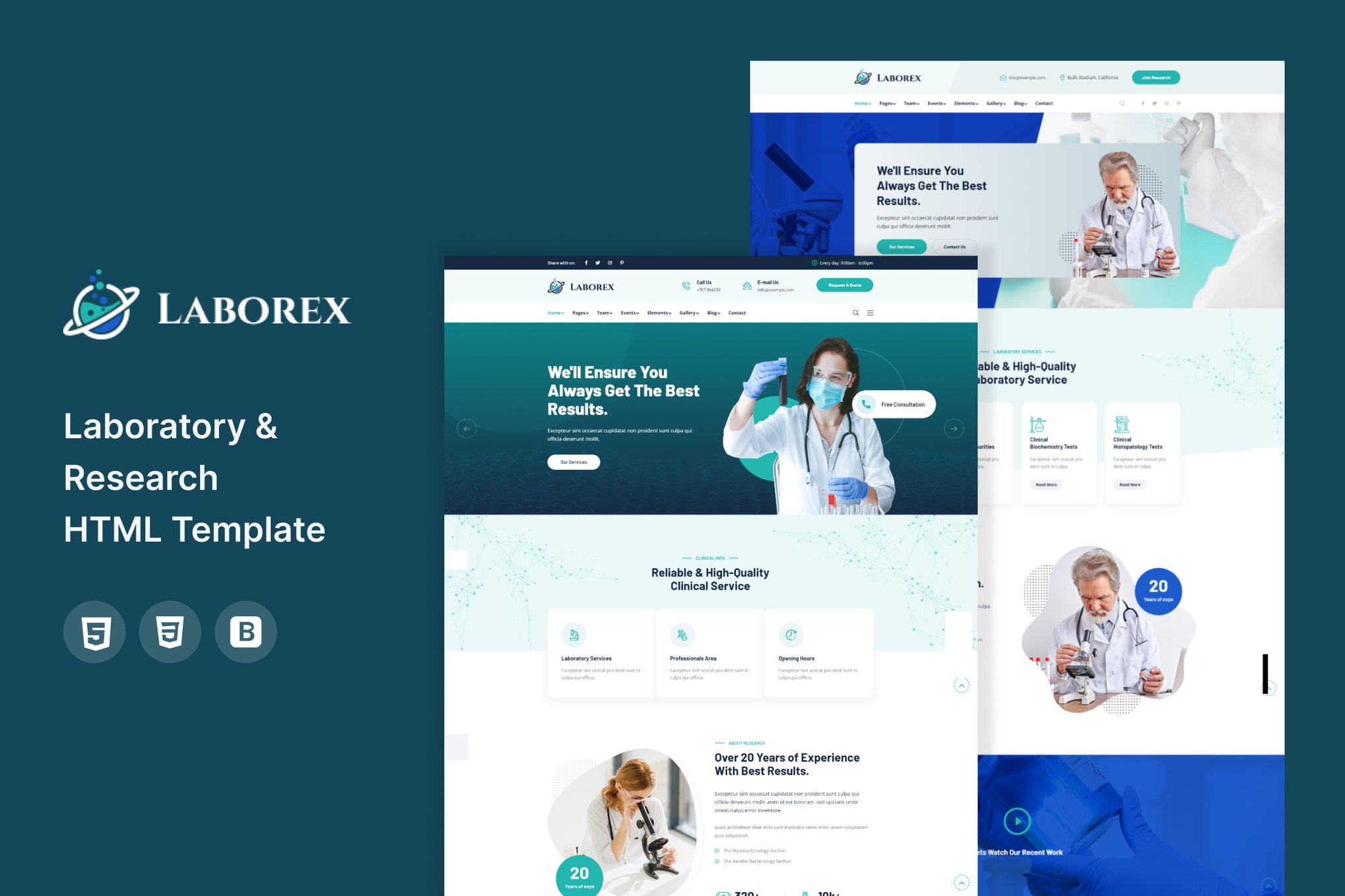 Imagen de portada de Laborex – Laboratory & Research HTML Template (plantilla web)