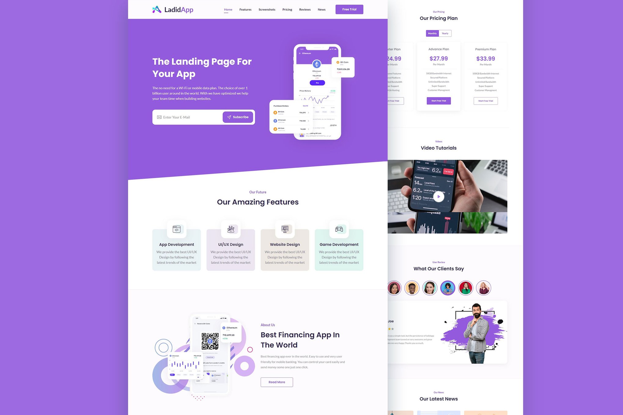 Imagen de portada de LadidApp - App HTML Landing Page Template (plantilla web)