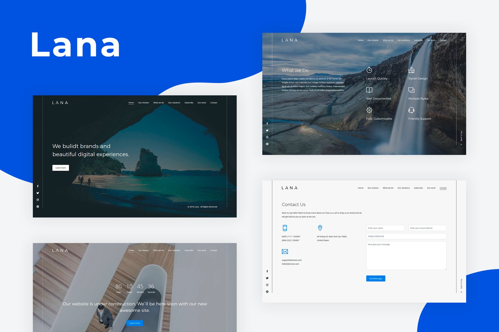 Imagen de portada de Lana - Creative Coming Soon Template (plantilla web)