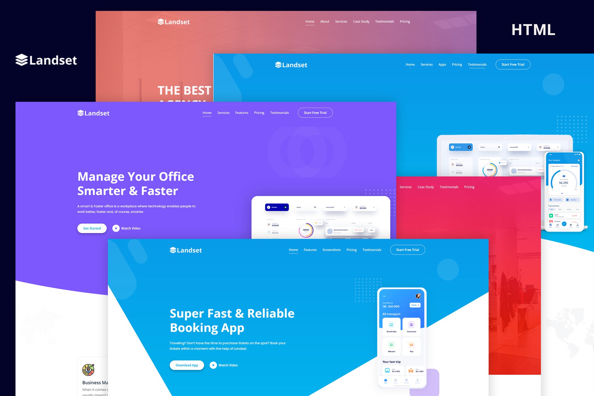Imagen de portada de Landset - Multipurpose Landing Page HTML Template (plantilla web)