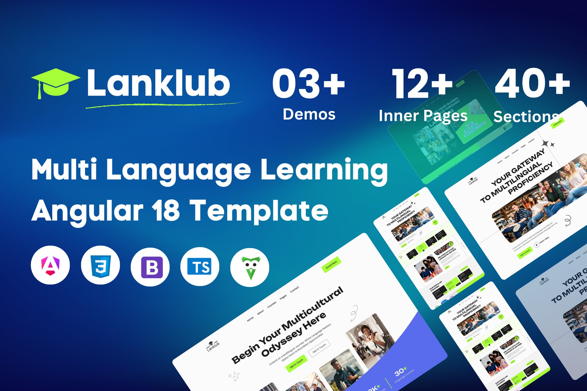 Imagen de portada de Lanklub - Multi Language Learning Angular Template (plantilla web)