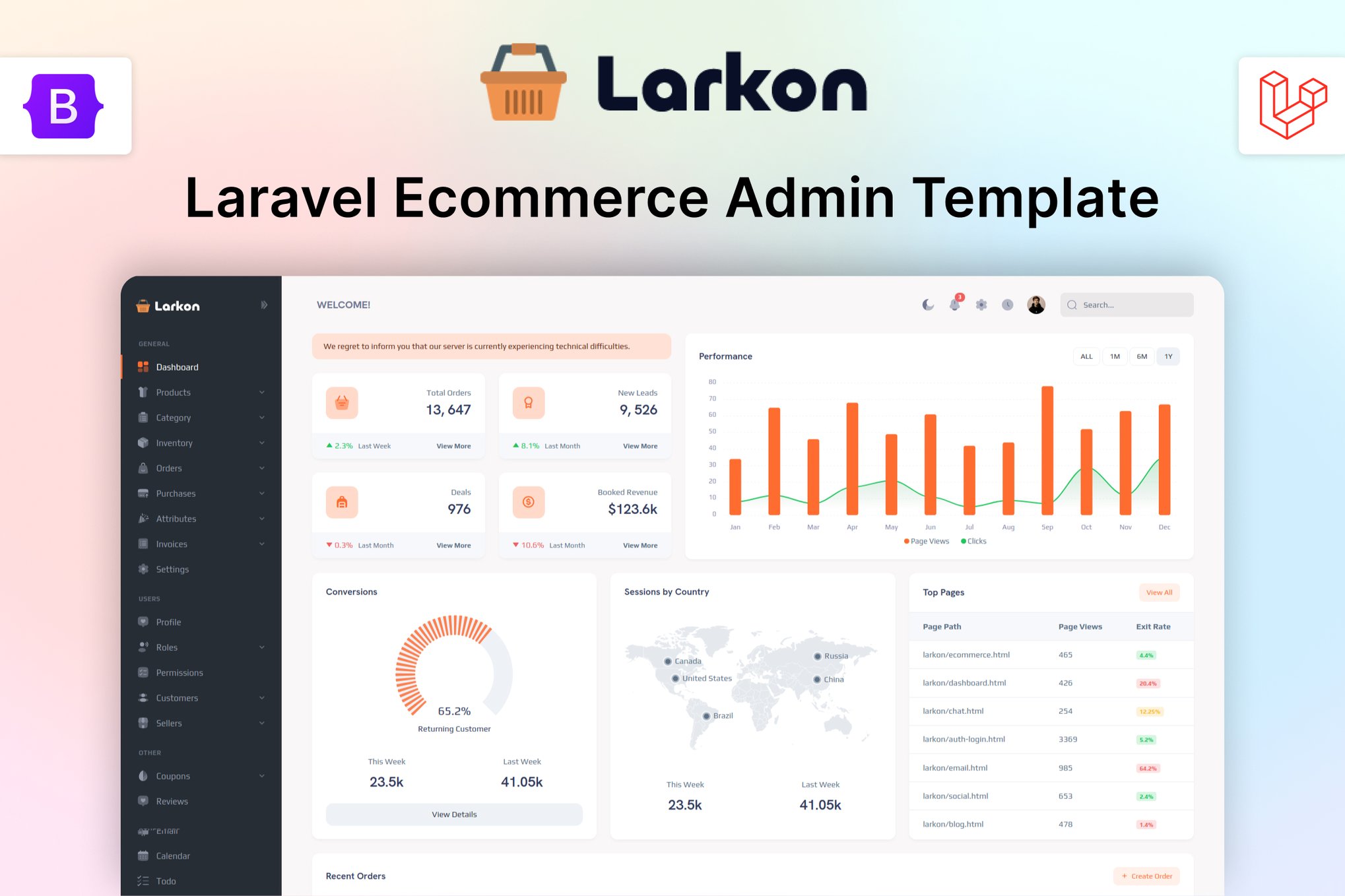 Imagen de portada de Larkon - Laravel Ecommerce Management Admin (plantilla web)