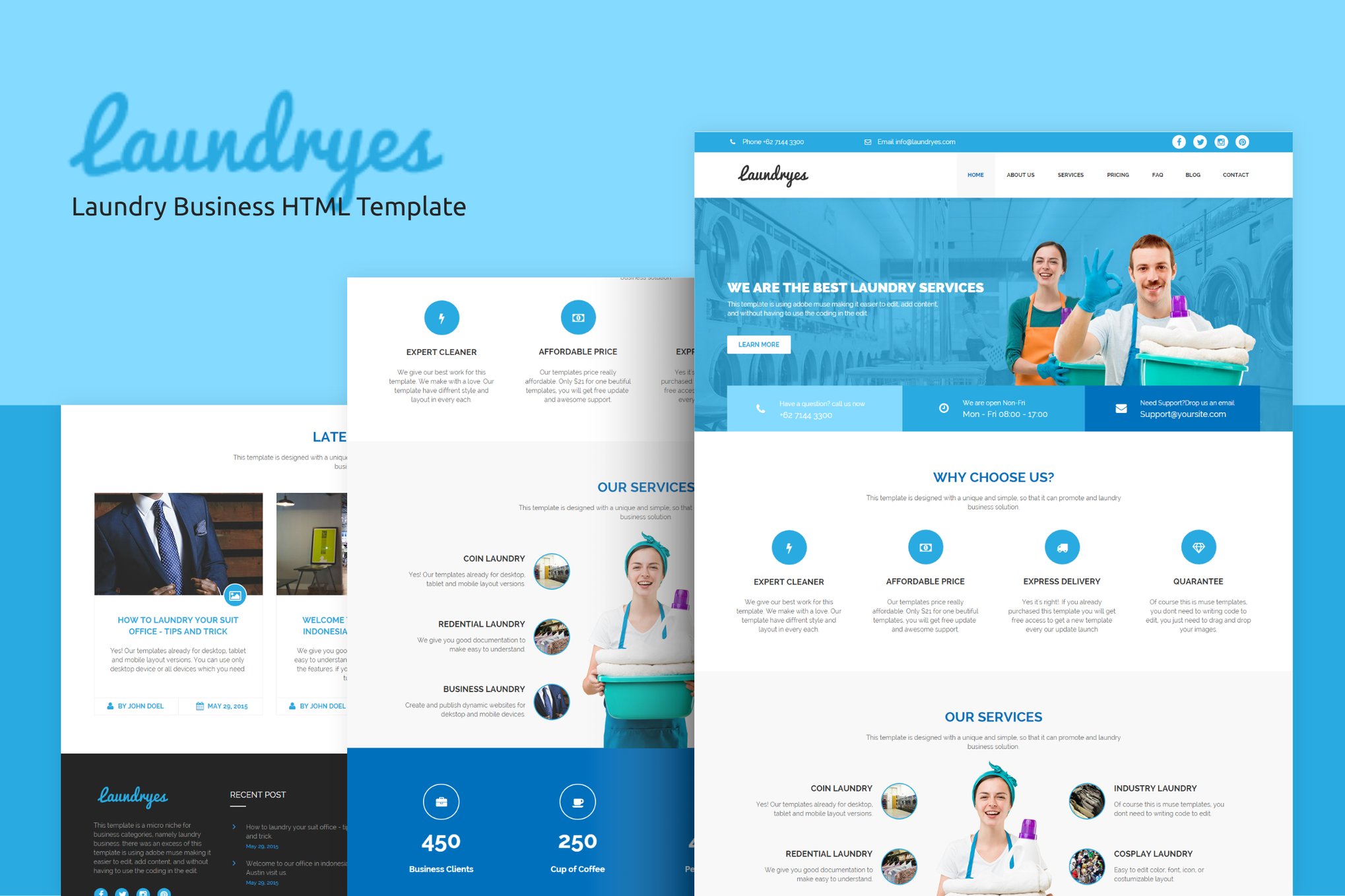 Imagen de portada de Laundryes - Laundry Business HTML Template (plantilla web)