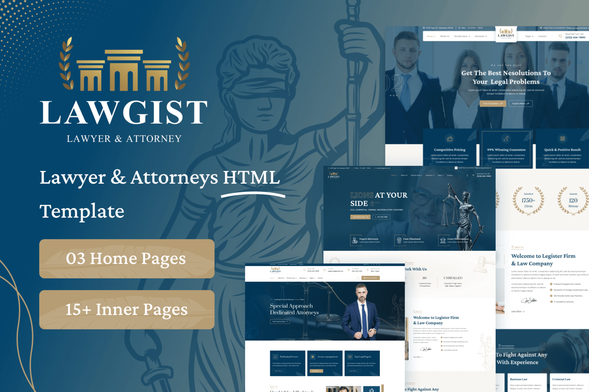 Imagen de portada de Lawgist – Attorney & Lawyers HTML Template (plantilla web)