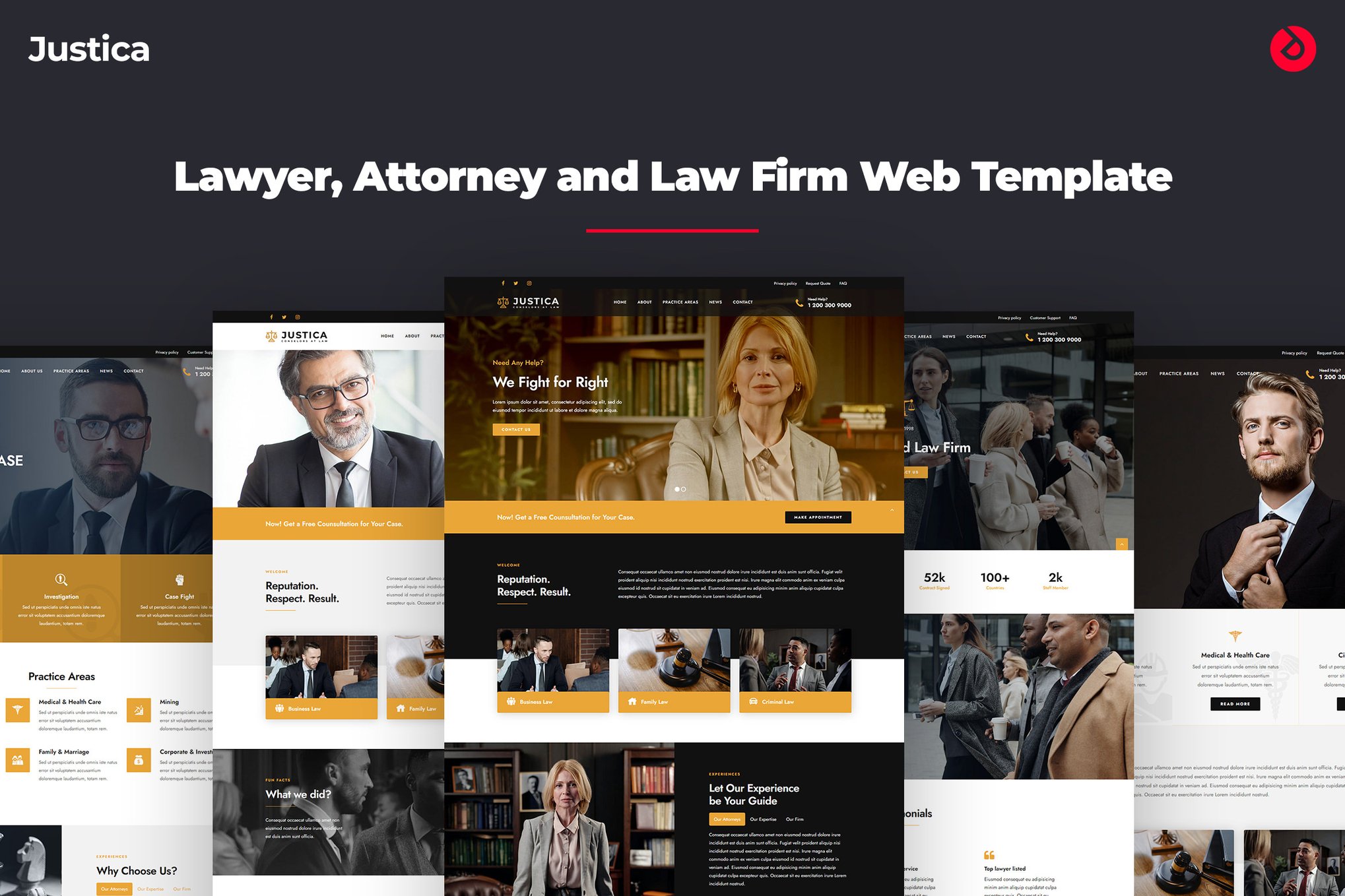 Imagen de portada de Lawyer & Attorney Bootstrap Web Template - Justica (plantilla web)