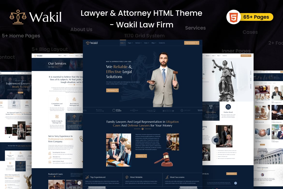 Imagen de portada de Lawyer & Attorney HTML Template - Wakil Law Firm (plantilla web)