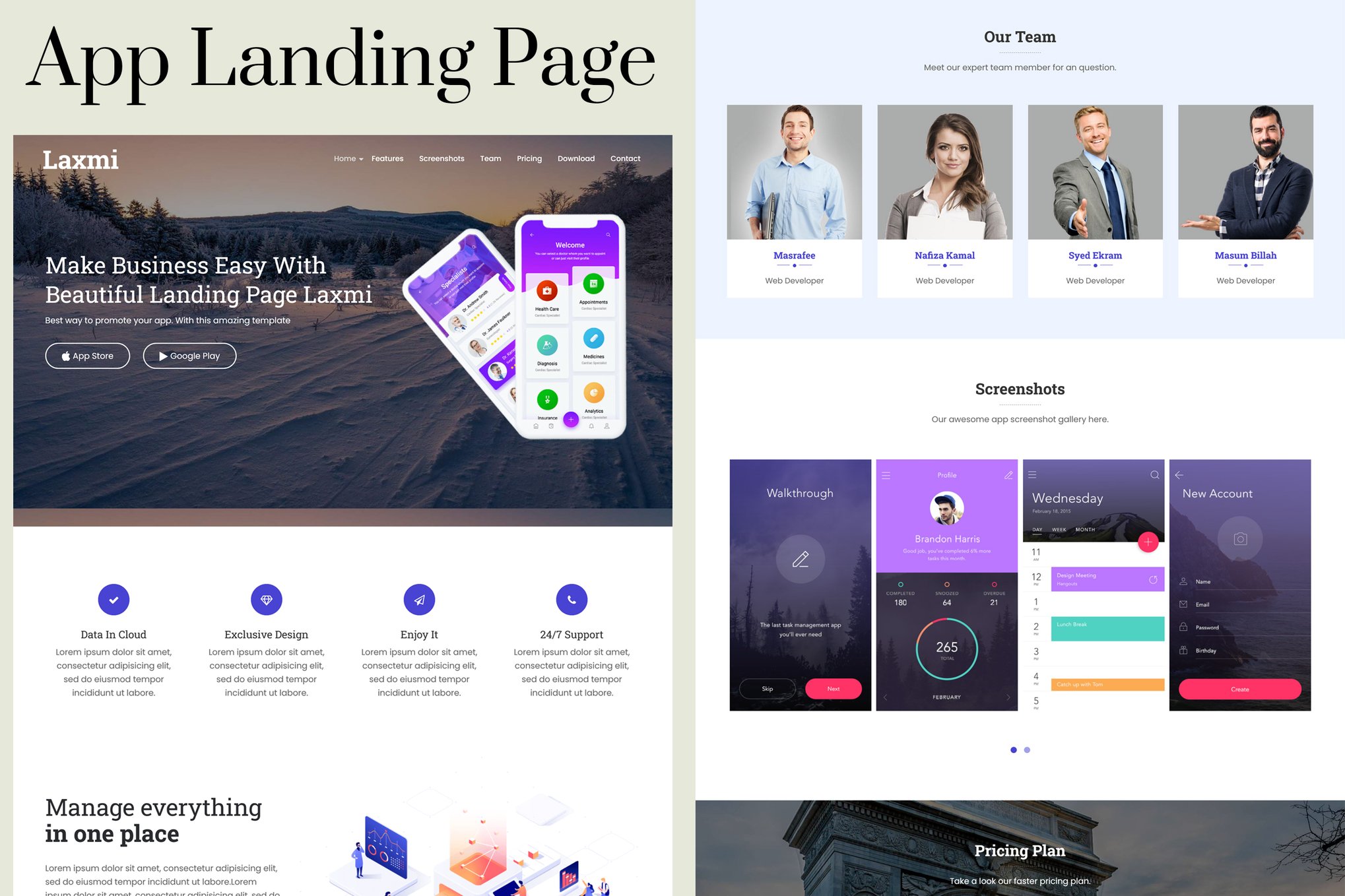 Imagen de portada de Laxmi - Responsive App Landing Page (plantilla web)