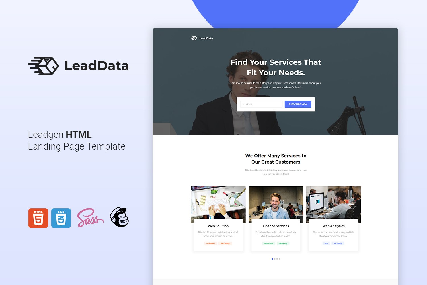 Imagen de portada de LeadData - Lead Generation HTML Landing Page (plantilla web)