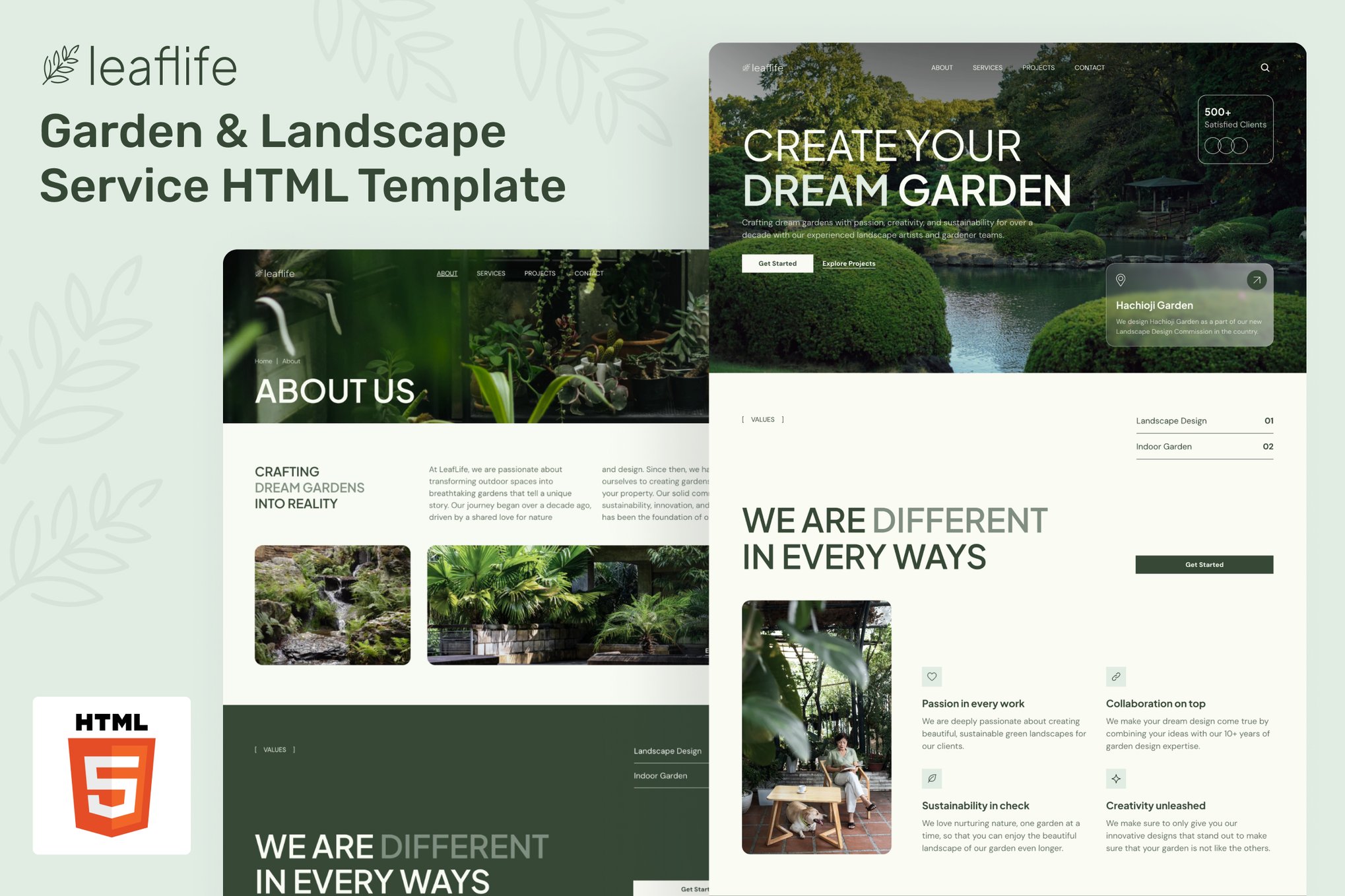 Imagen de portada de LeafLife - Garden & Landscape Service Template (plantilla web)