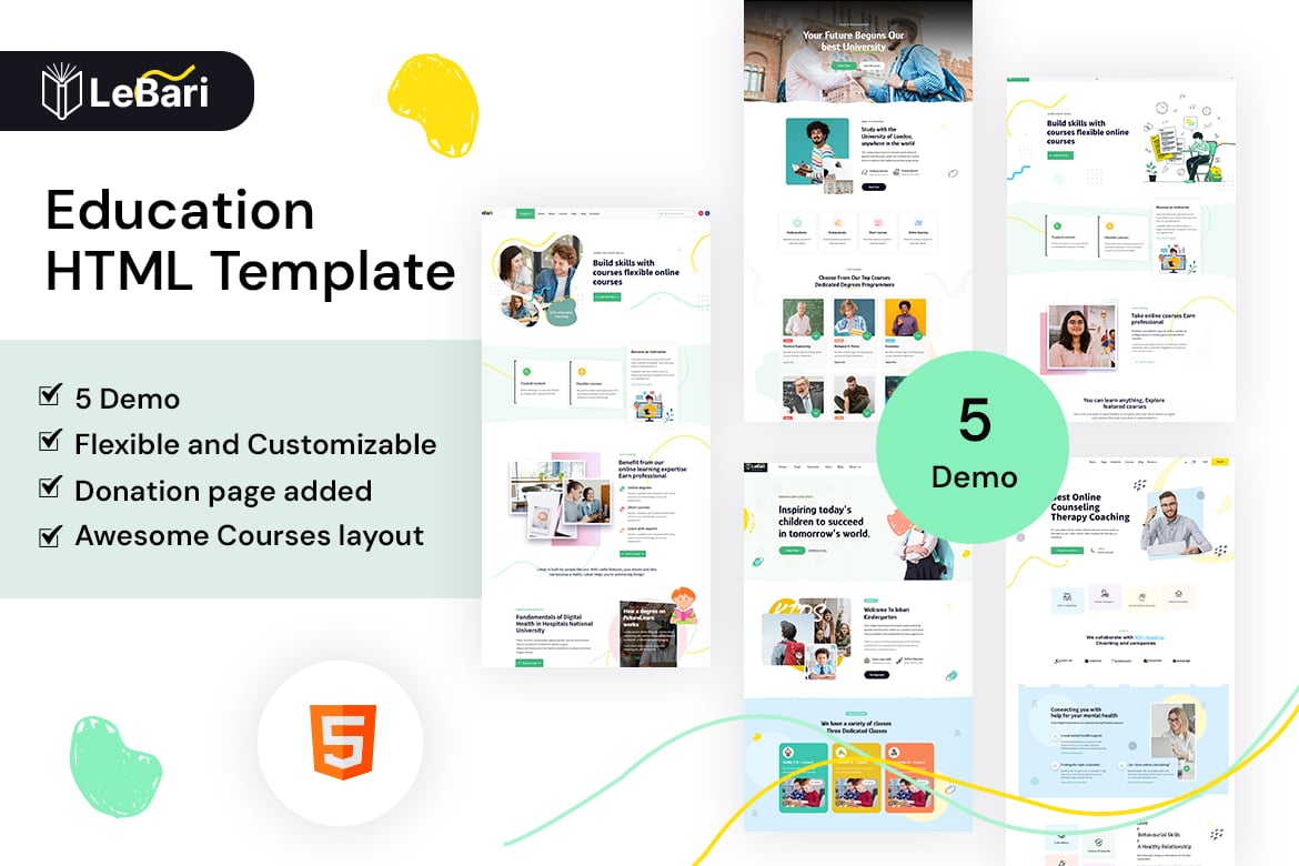 Imagen de portada de Lebari - Education HTML Template (plantilla web)