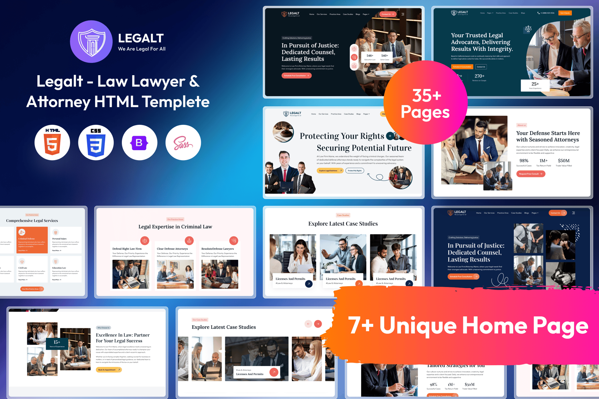 Imagen de portada de Legalt - Law Lawyer & Attorney HTML Template (plantilla web)