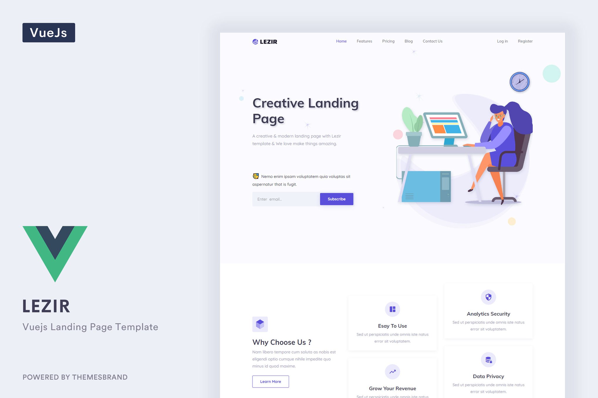 Imagen de portada de Lezir - Vuejs Landing Page Template (plantilla web)