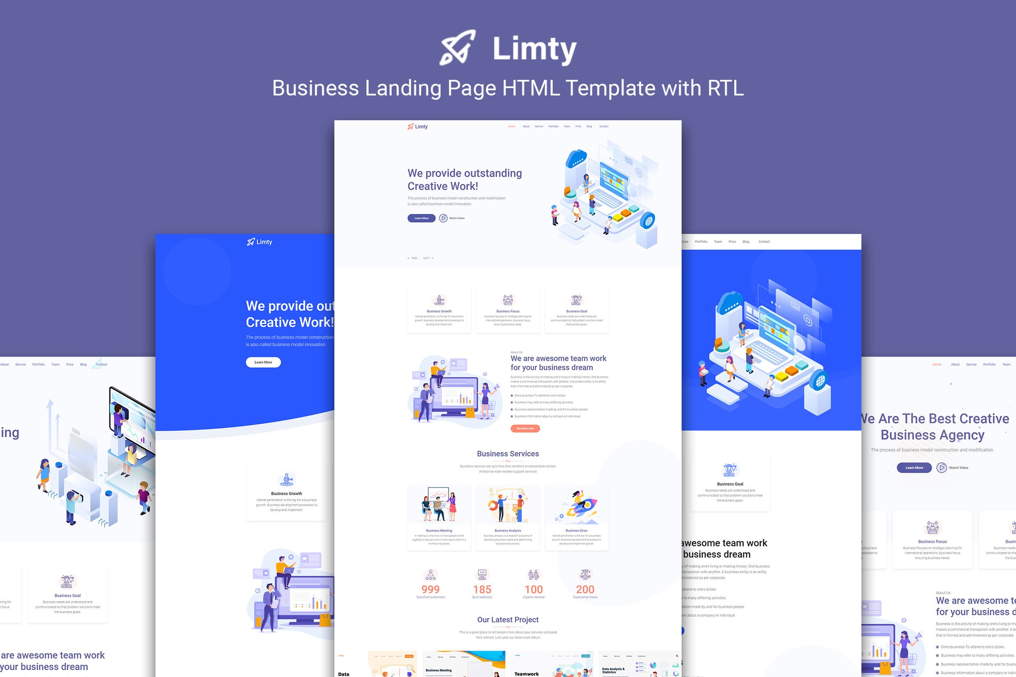 Imagen de portada de Limty - Business Landing Page HTML Template with R (plantilla web)