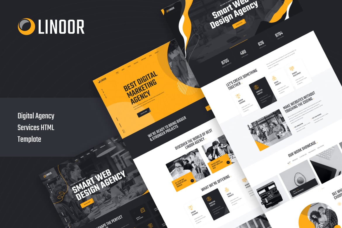 Imagen de portada de Linoor - Digital Agency Services HTML Template (plantilla web)