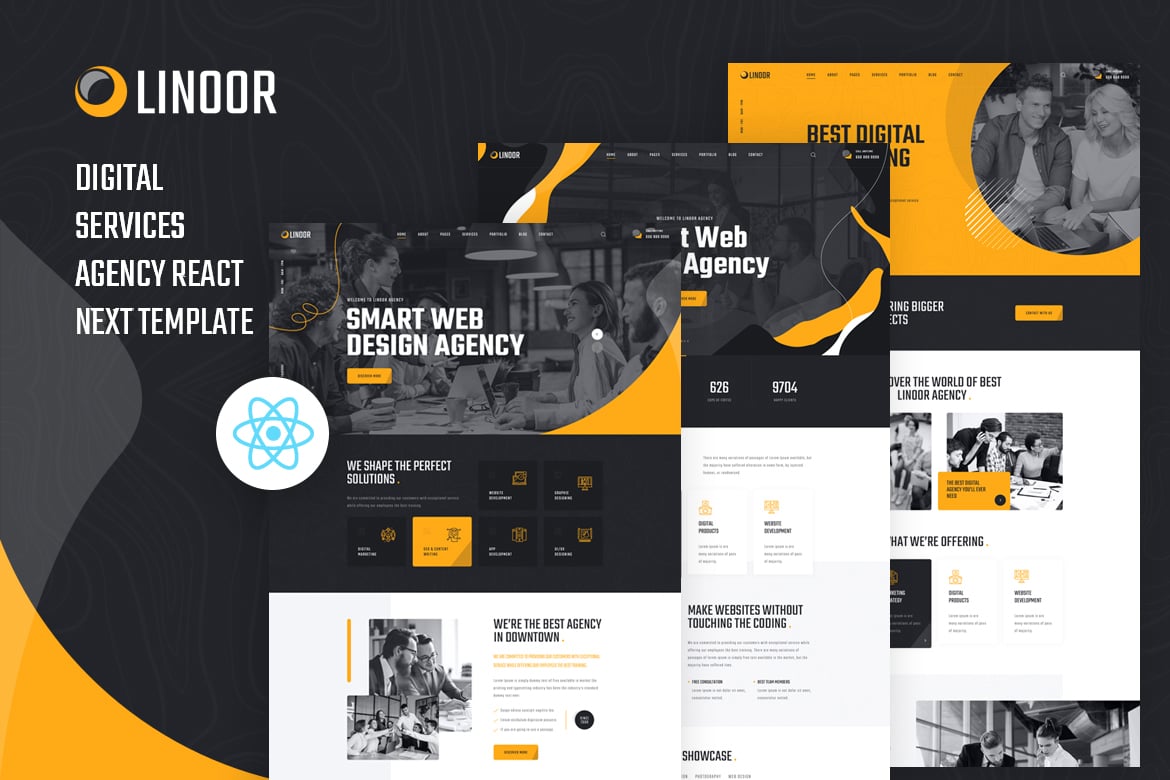 Imagen de portada de Linoor - React Next Digital Agency Services (plantilla web)