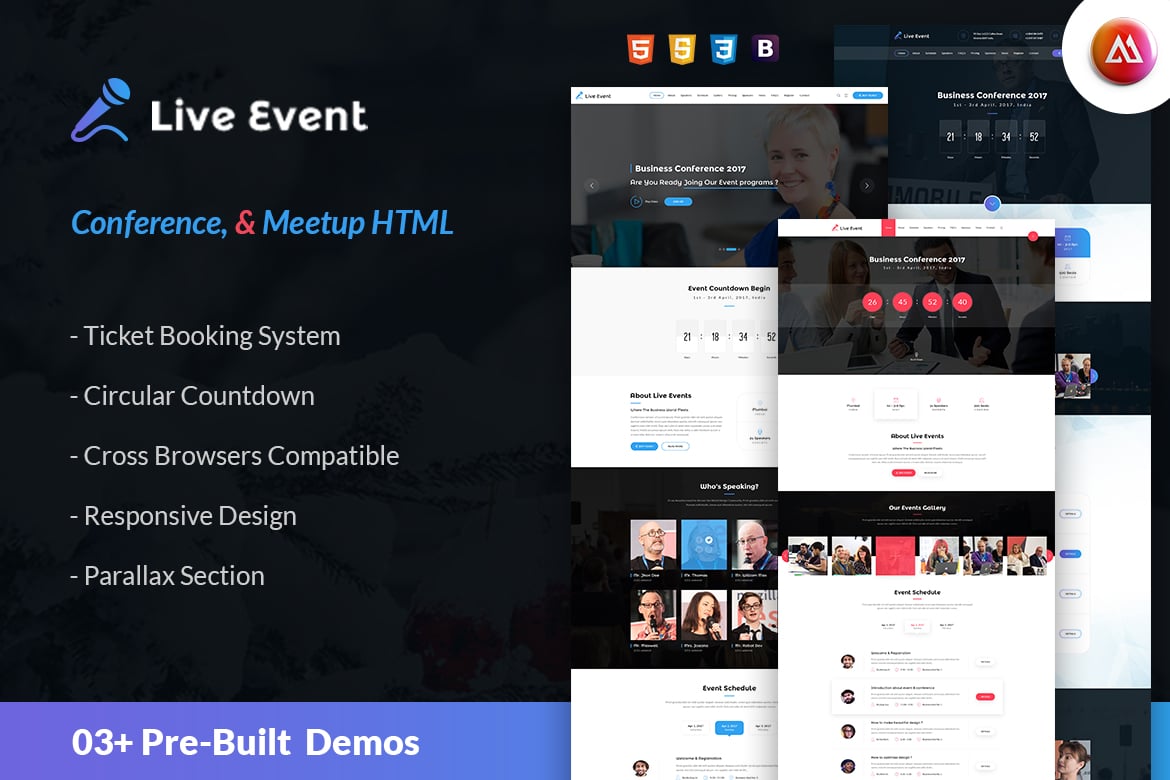 Imagen de portada de Live Event - Conference & Meetup HTML Template (plantilla web)