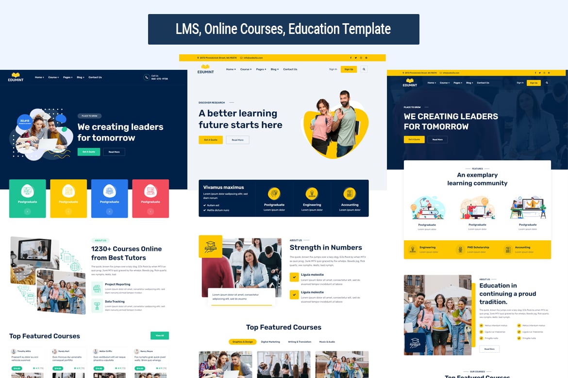 Imagen de portada de LMS, Online Courses, Education Bootstrap Template (plantilla web)