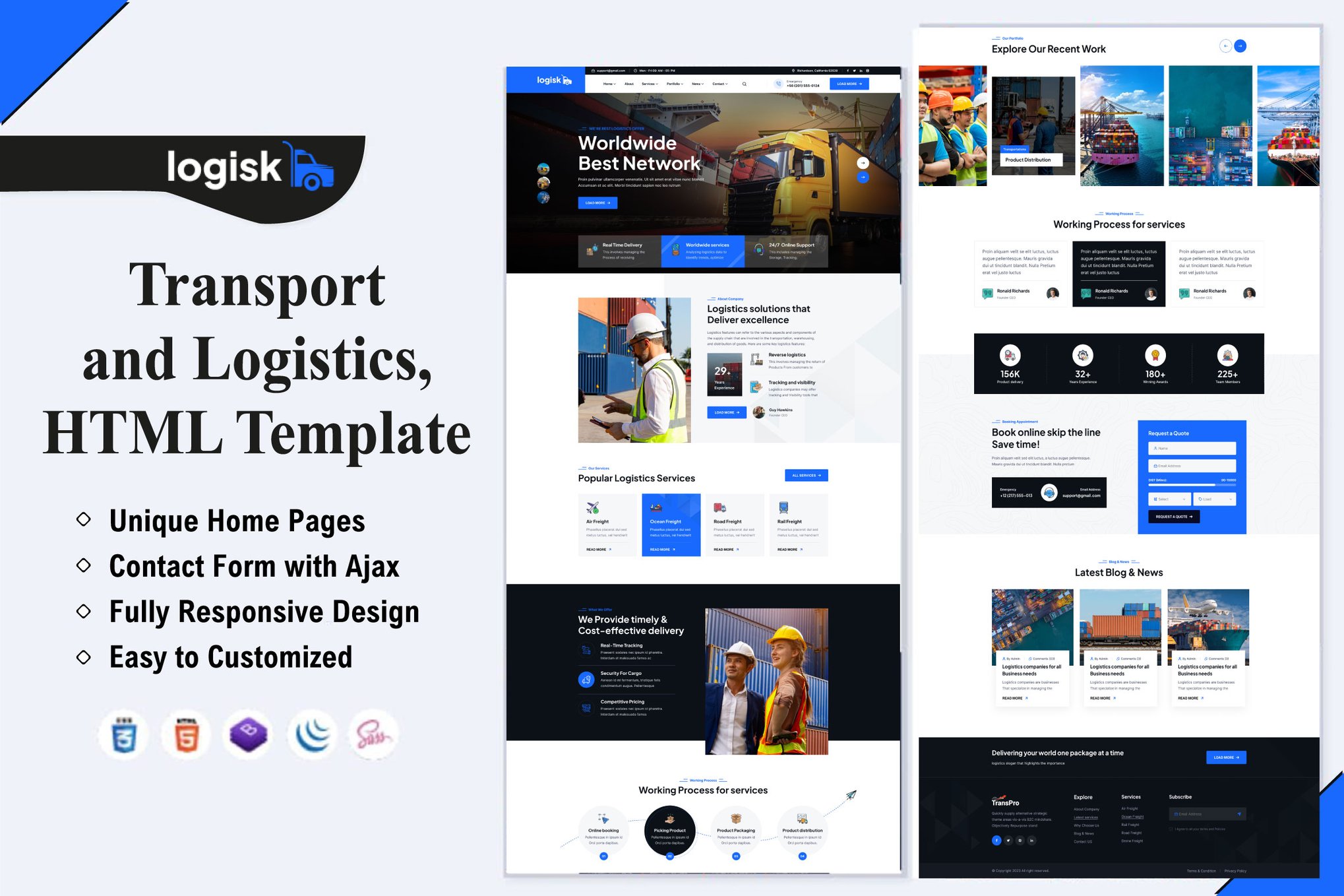 Imagen de portada de Logisk - Transport & Logistic Service Template (plantilla web)